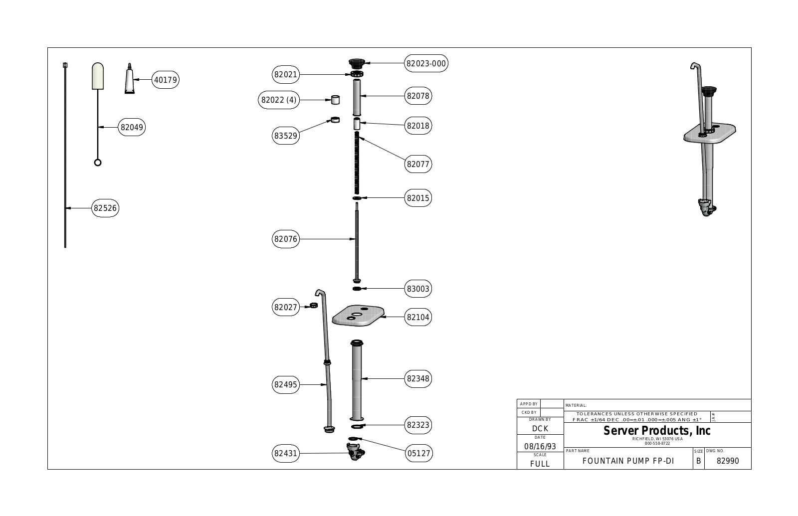 Server Products FP-DI 82990 Parts List