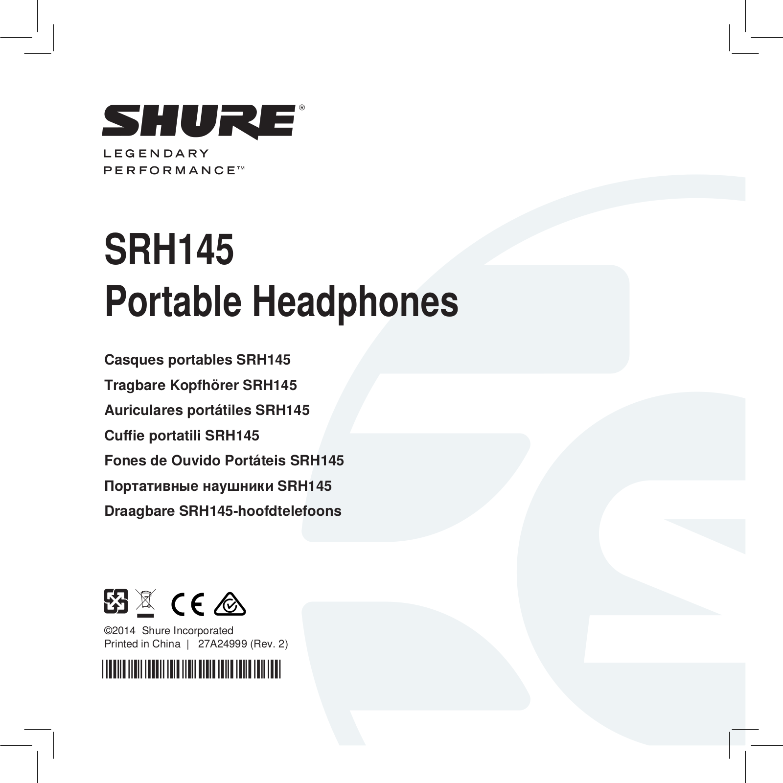 Shure SRH145 User Guide