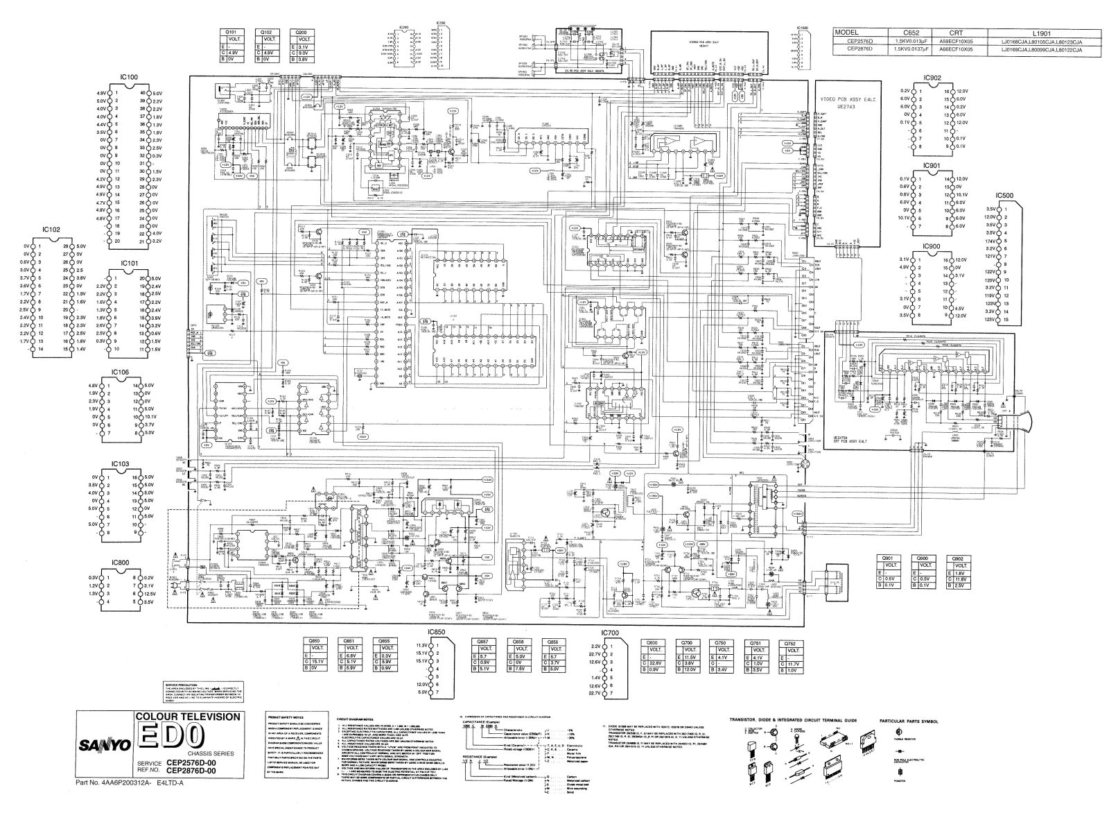 Sanyo CEP2576, CEP2876 Schematic