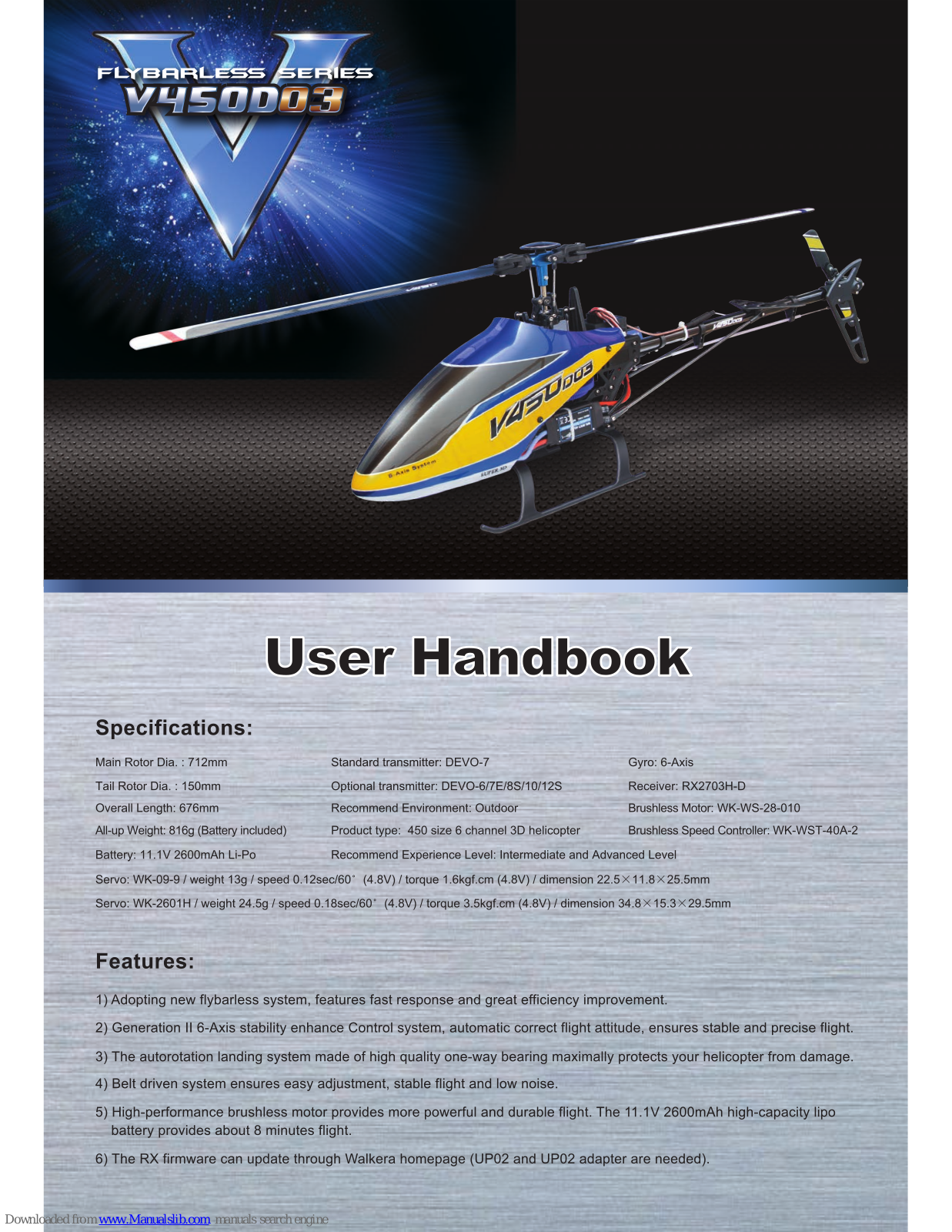 Walkera V450D03 User Handbook Manual