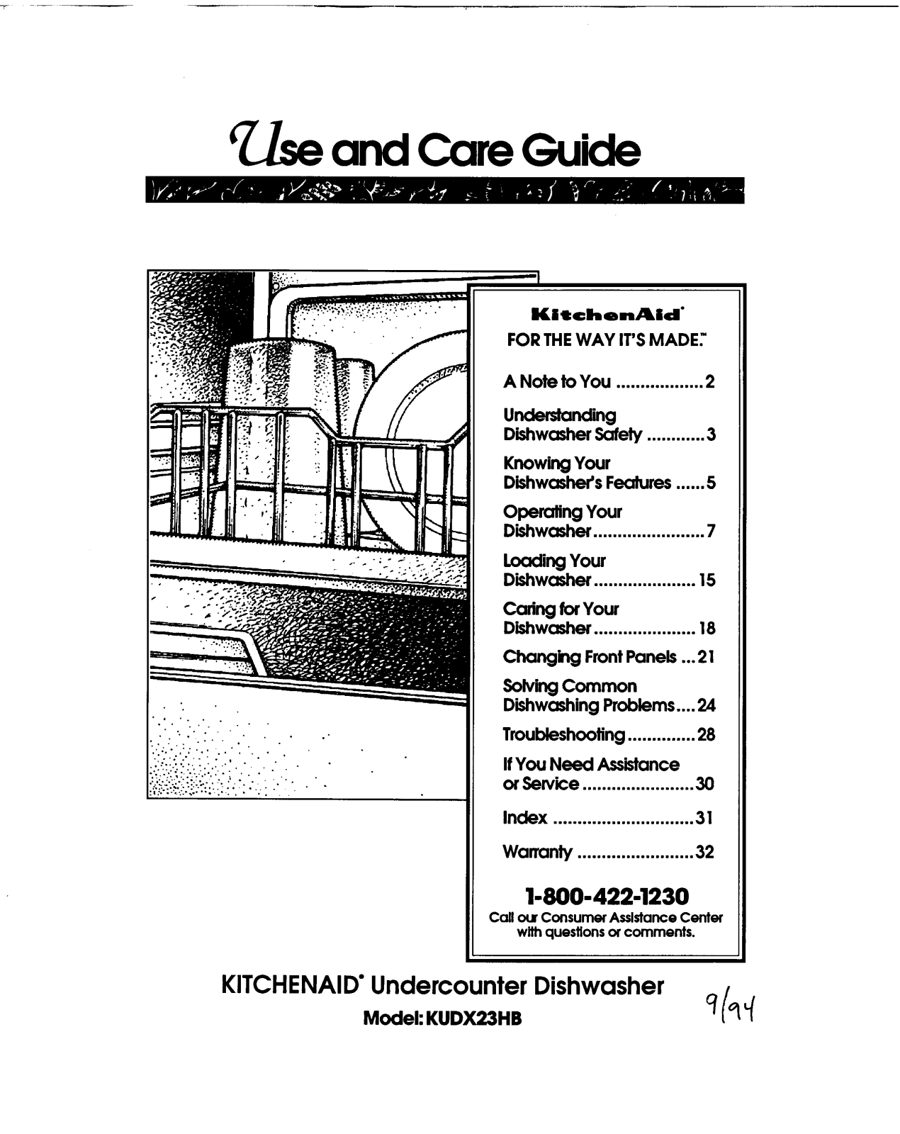 KitchenAid KUDX23HB User Manual