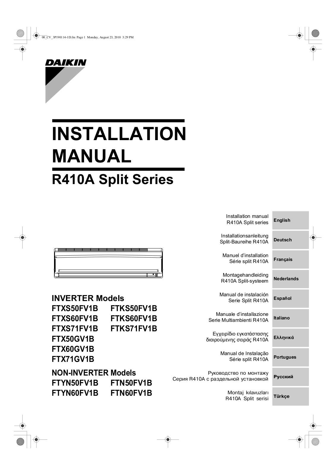 Daikin FTX-GV User manual