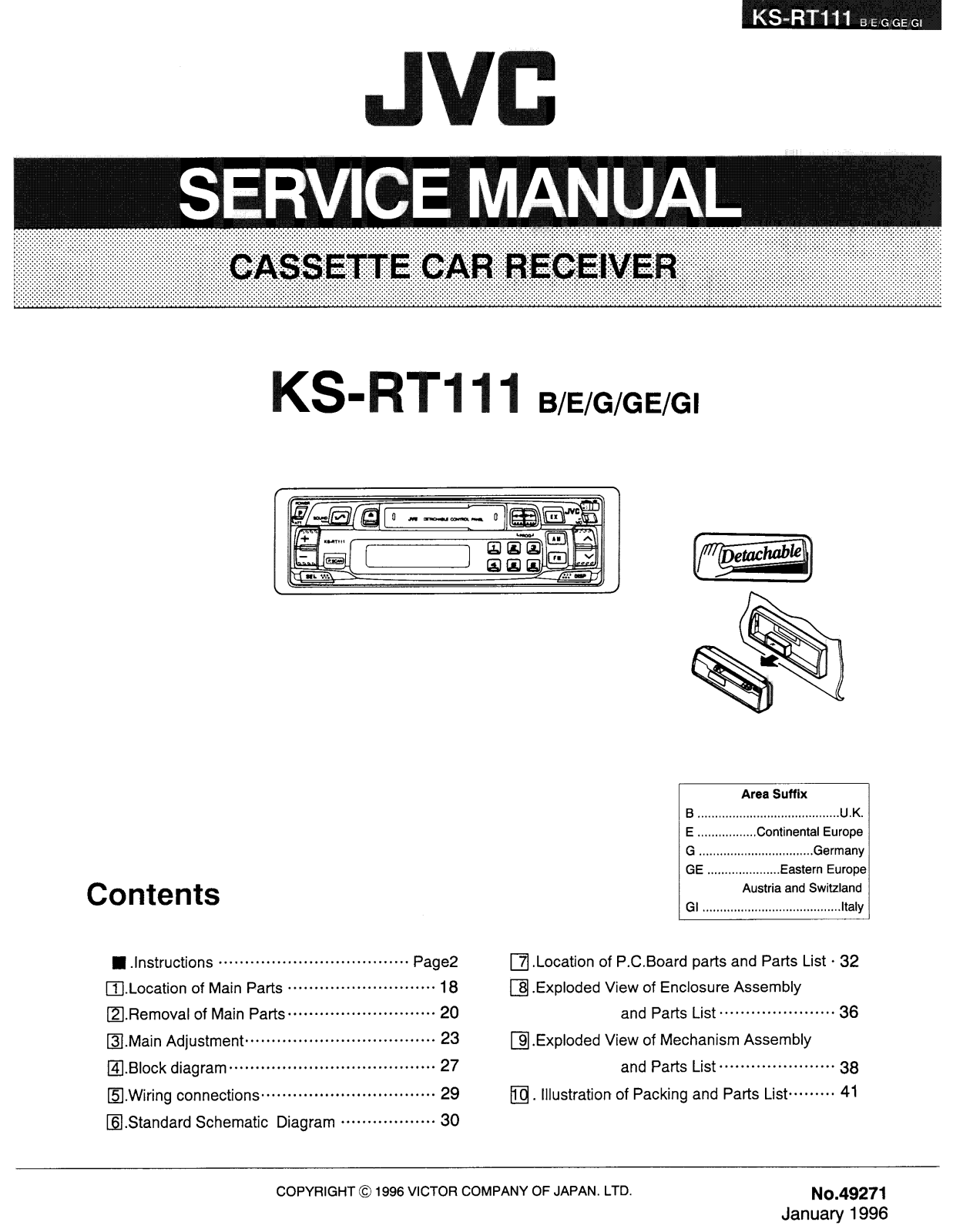 JVC KS-RT111B, KS-RT111E, KS-RT111G, KS-RT111GE, KS-RT111GI Service Manual