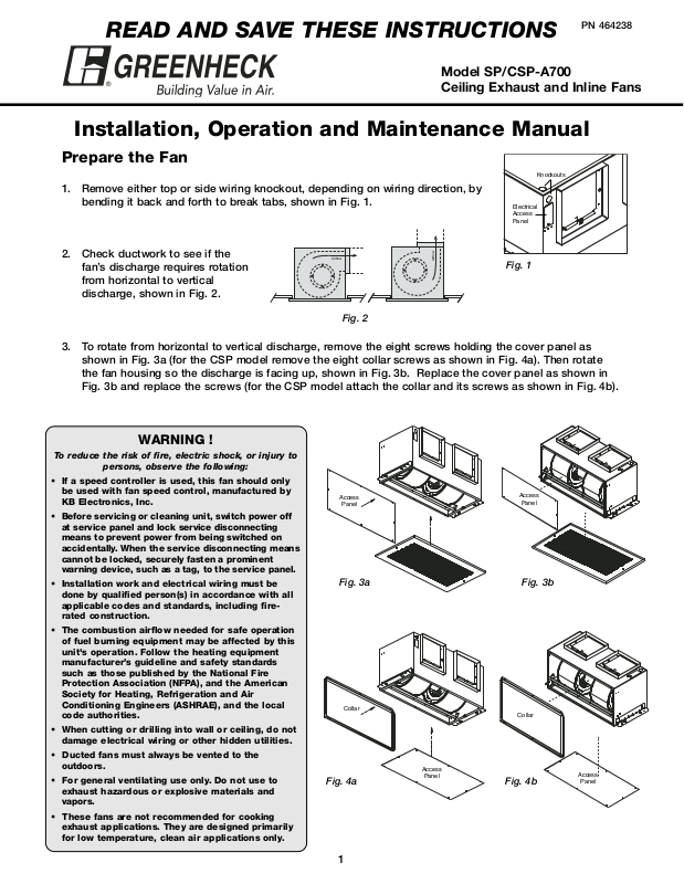Greenheck Fan SPA700, CSPA700 User Manual