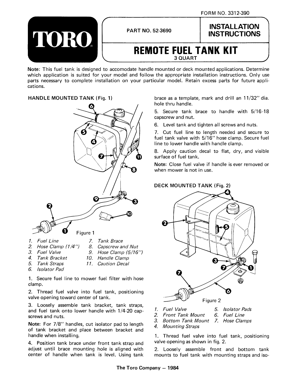 Toro 52-3690 Installation Instructions