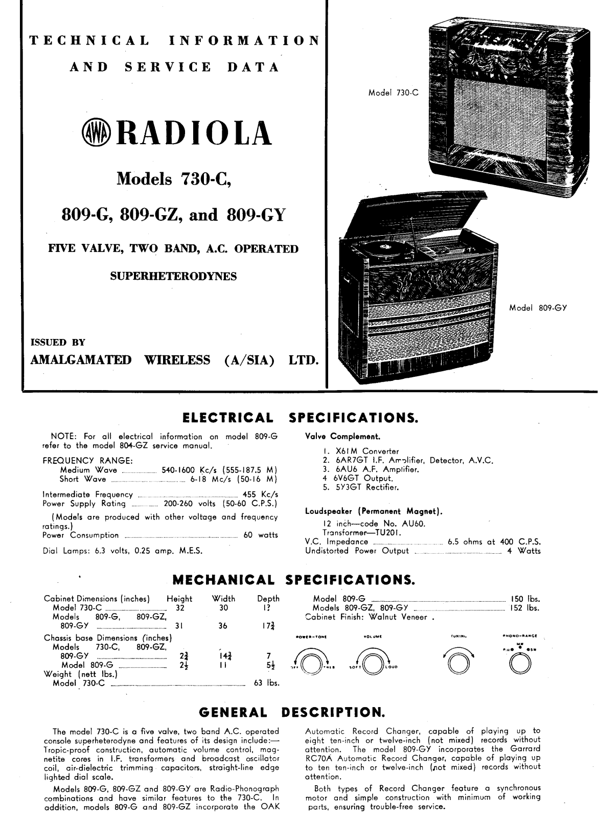AWA 809G, 809GZ, 809GY Diagram - ManualMachine.com