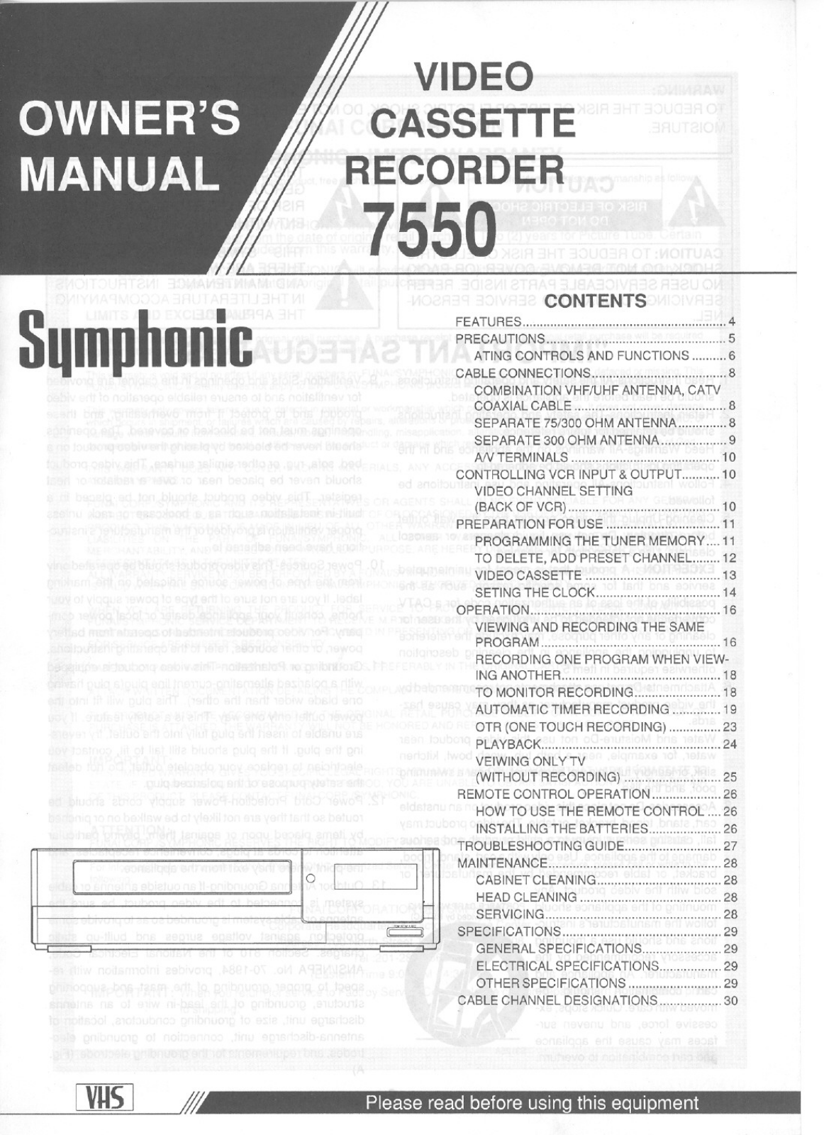 Symphonic 7550 User Manual