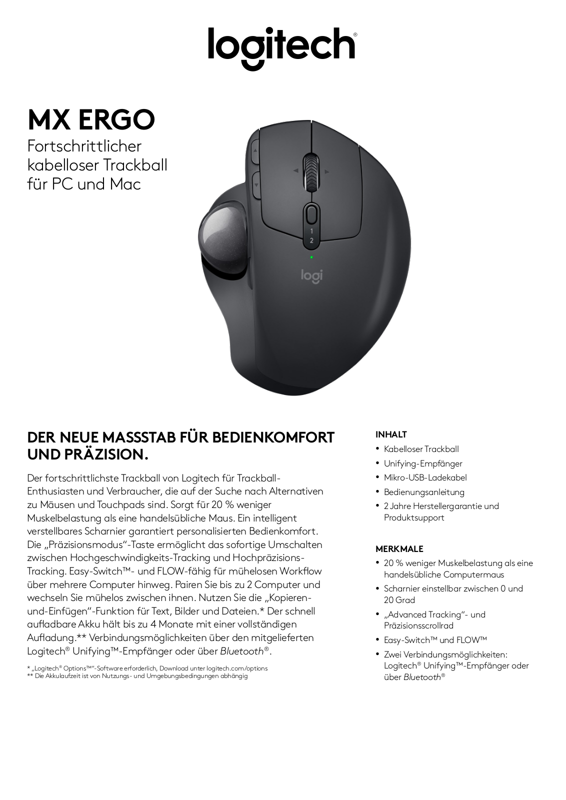 Logitech MX Ergo User Manual