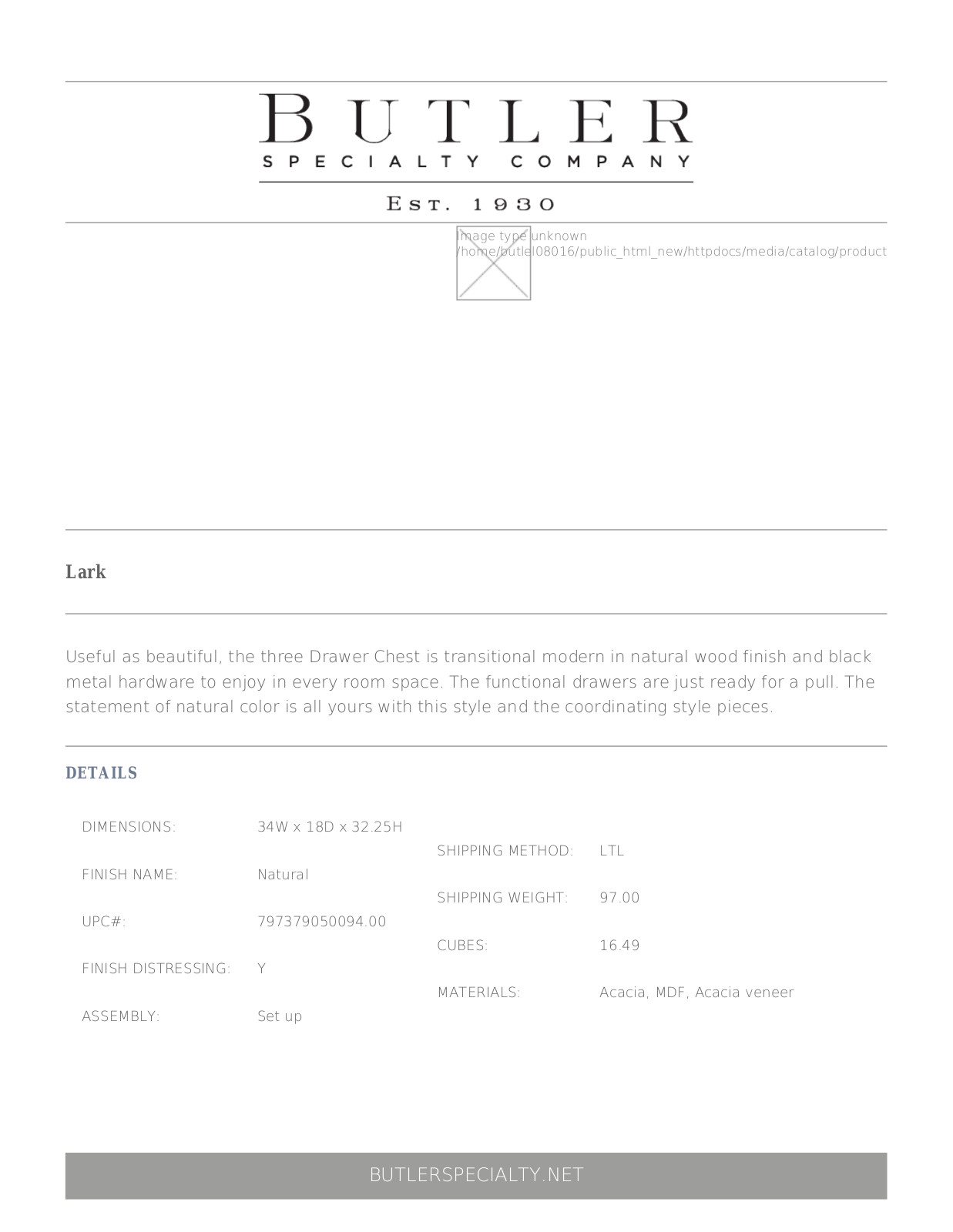 Butler BTL11364 Specifications - ManualMachine.com