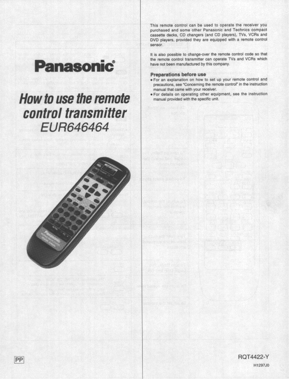 Panasonic EUR646464 User Manual