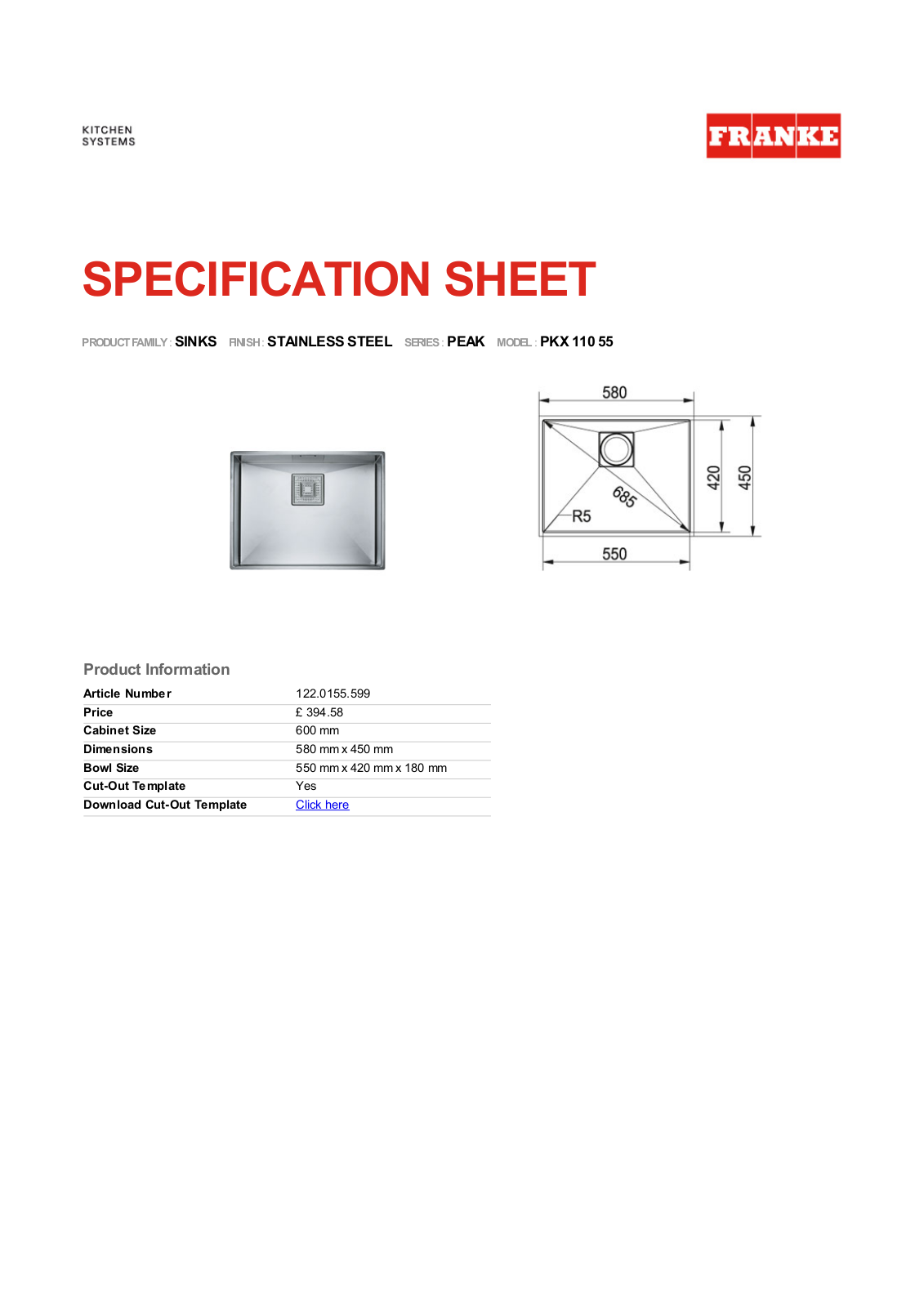 Franke Foodservice PKX 110 55 User Manual