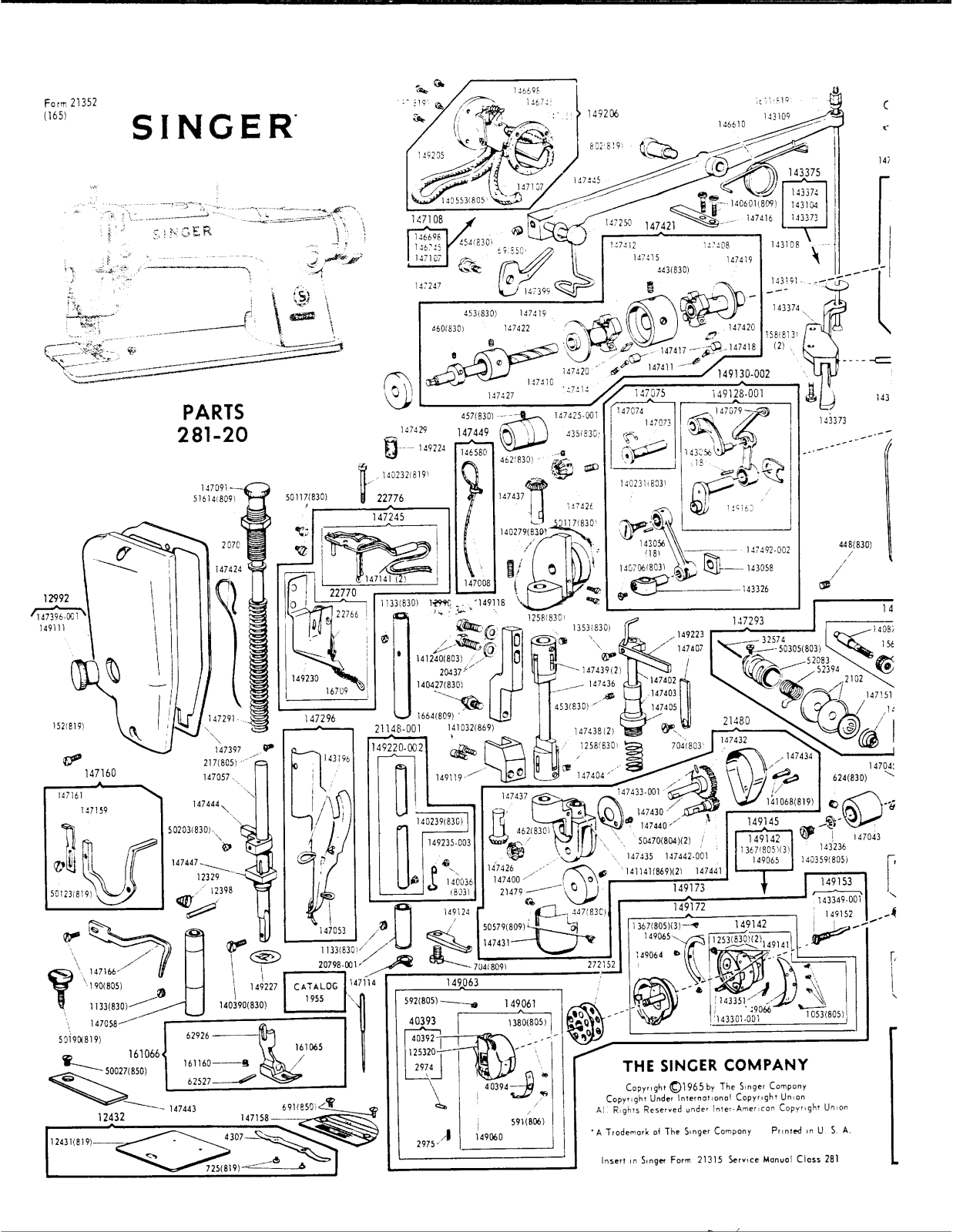 Singer 281-20 User Manual