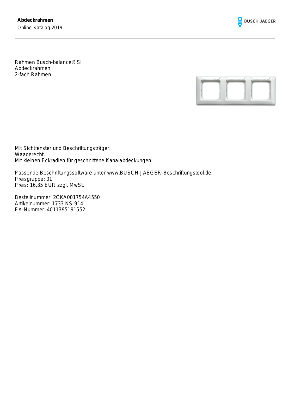 Busch-Jaeger 1733 NS-914 User Manual