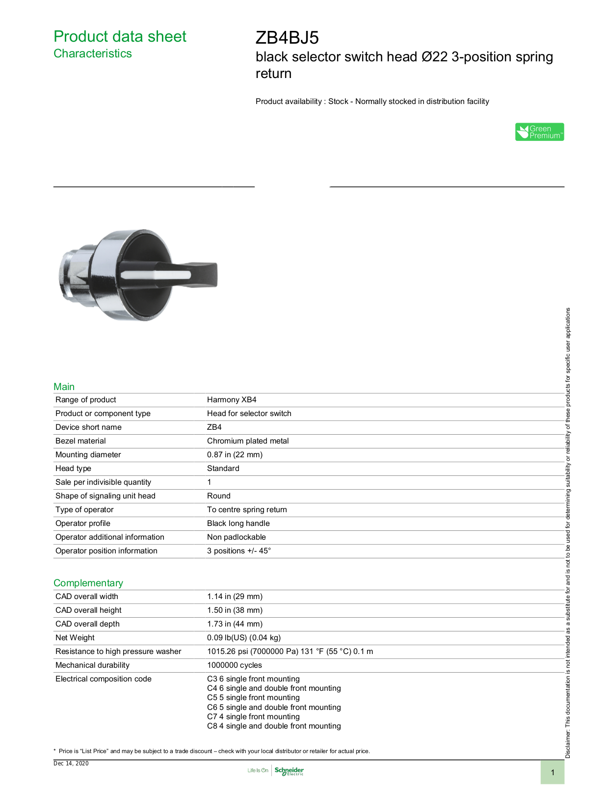 Square D ZB4BJ5 Data Sheet - ManualMachine.com