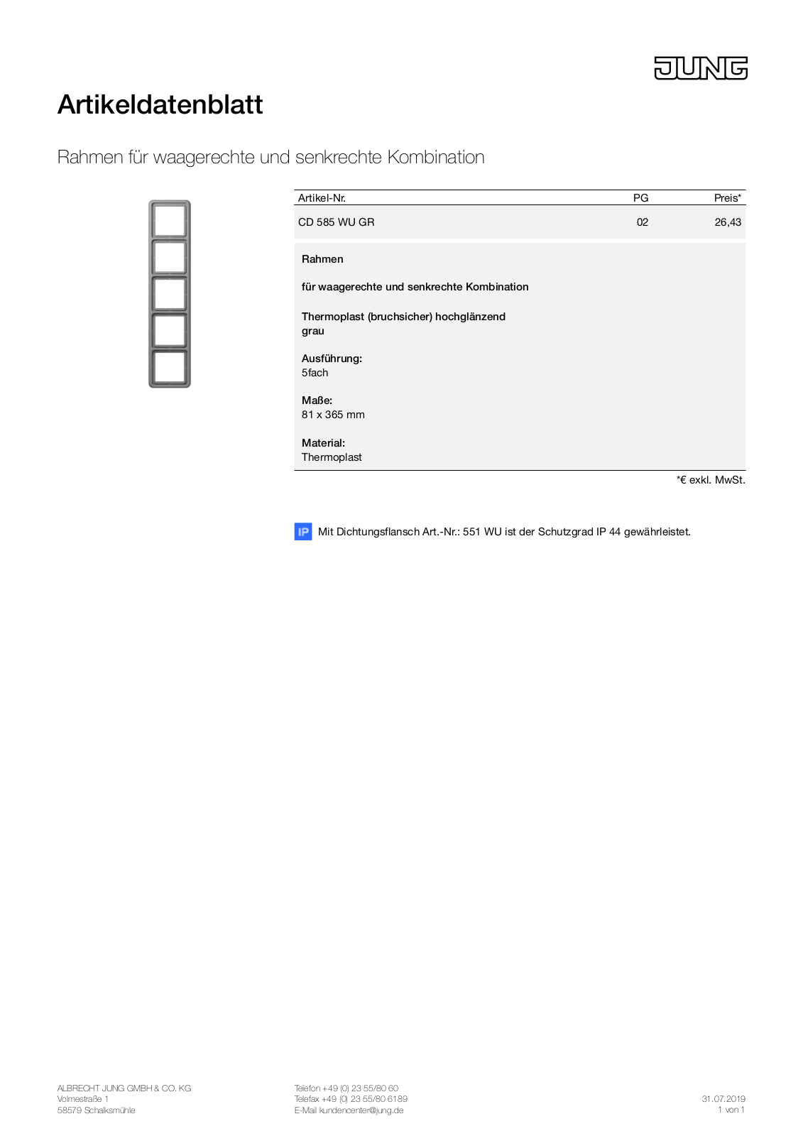 Jung CD 585 WU GR User Manual