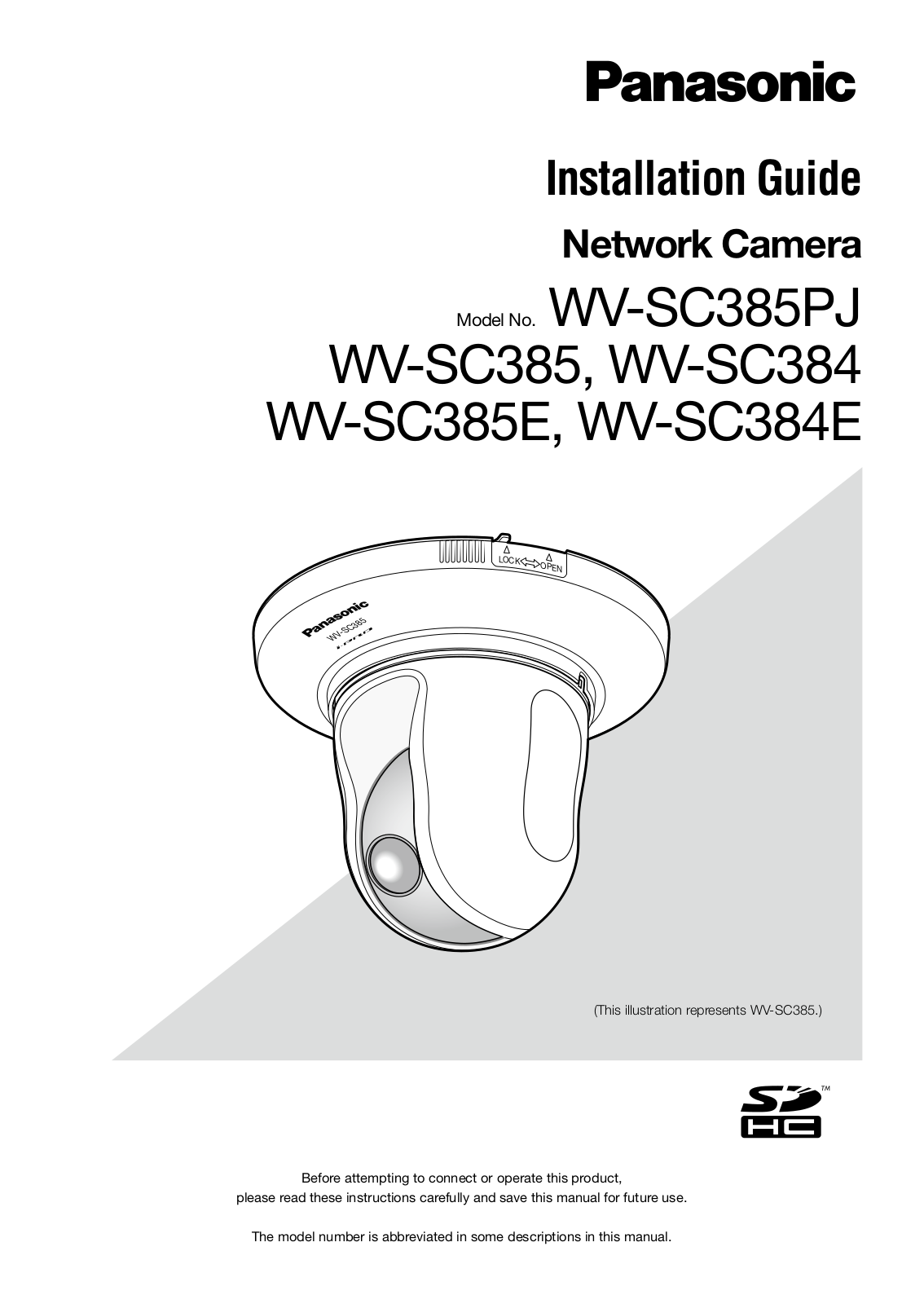 Panasonic WV-SC385, WV-SC384 Installation Guide