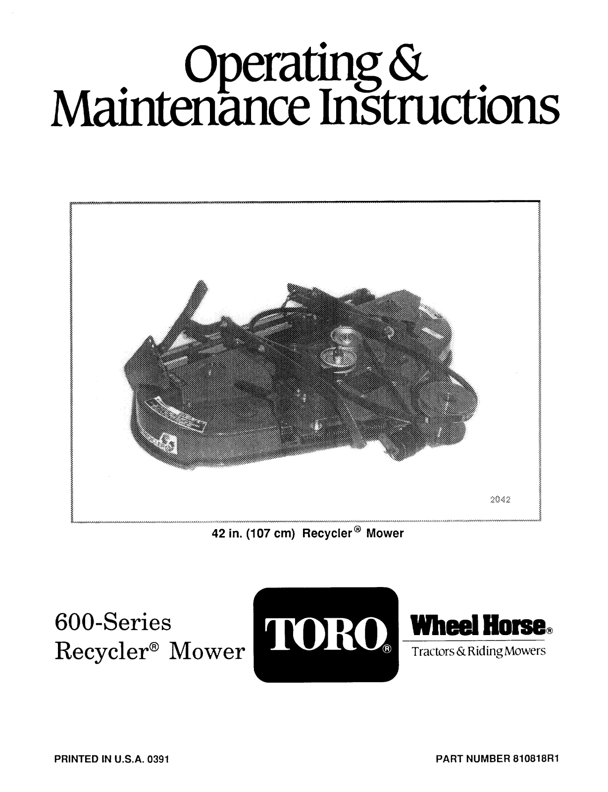 Toro R5-42RY01 Operator's Manual