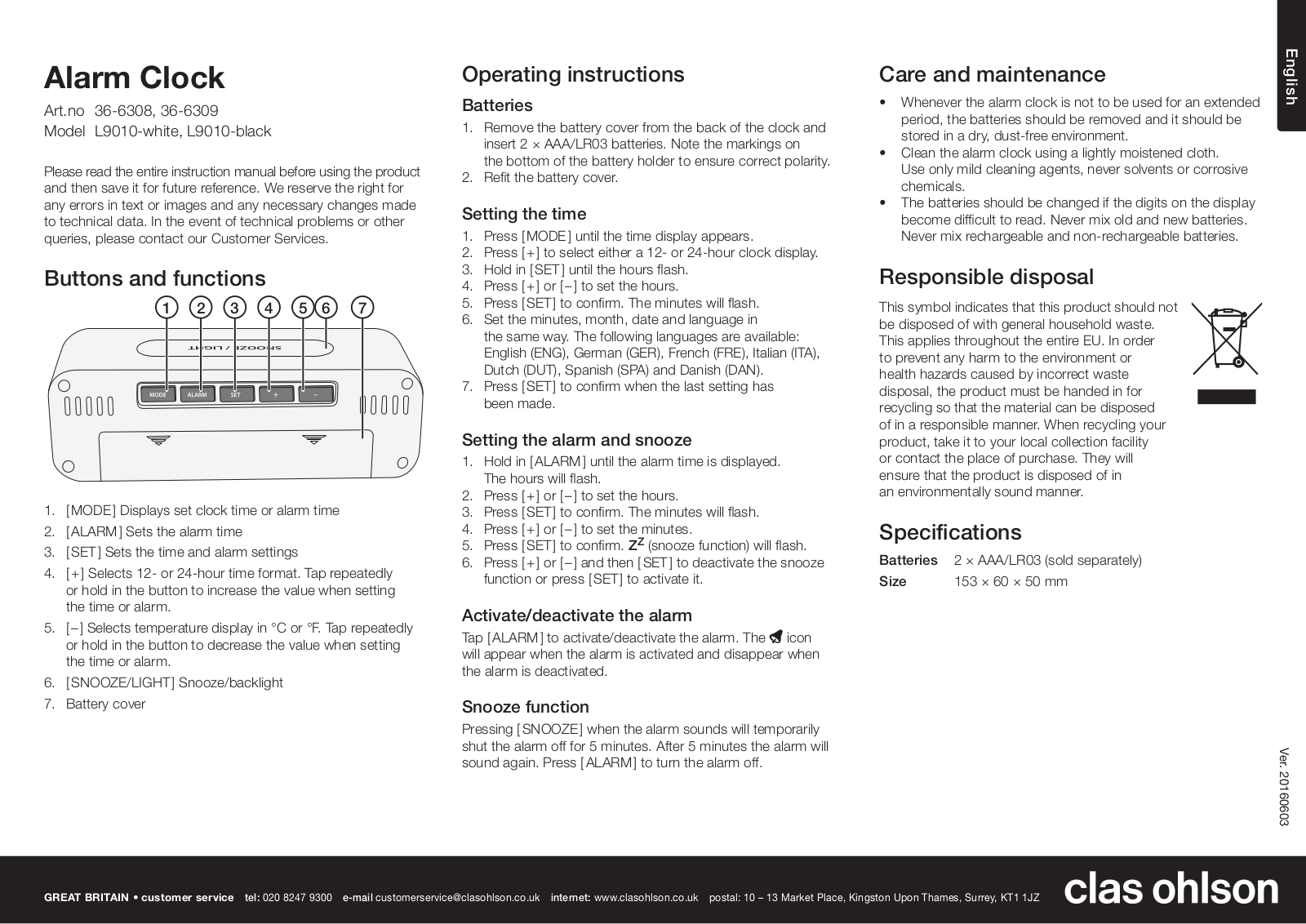 Clas Ohlson L9010 User Manual