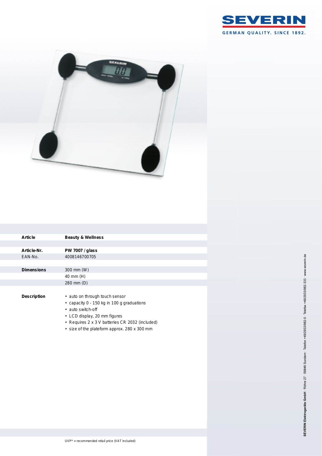 Severin PW 7007 User Manual - ManualMachine.com