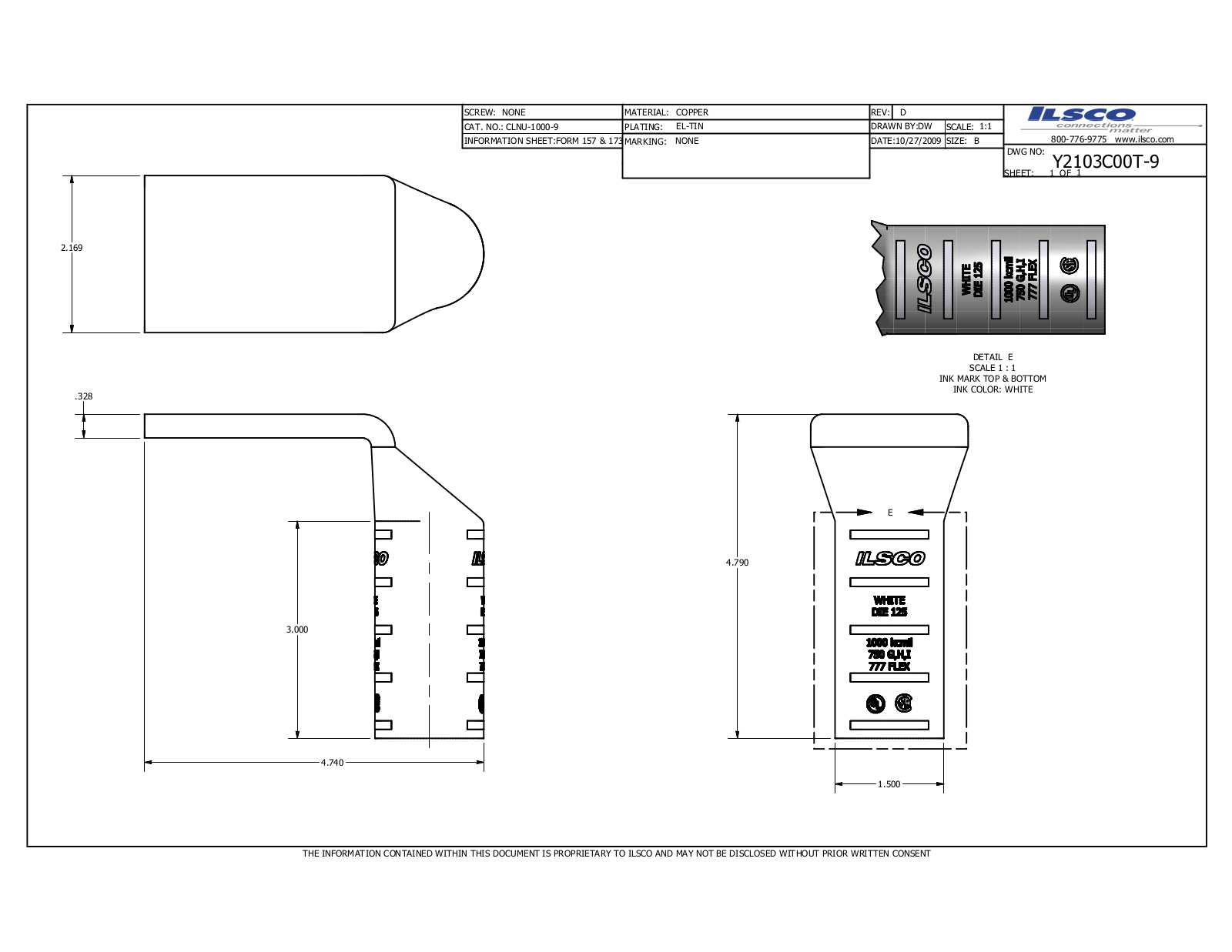 Ilsco CLNU-1000-9 Data sheet