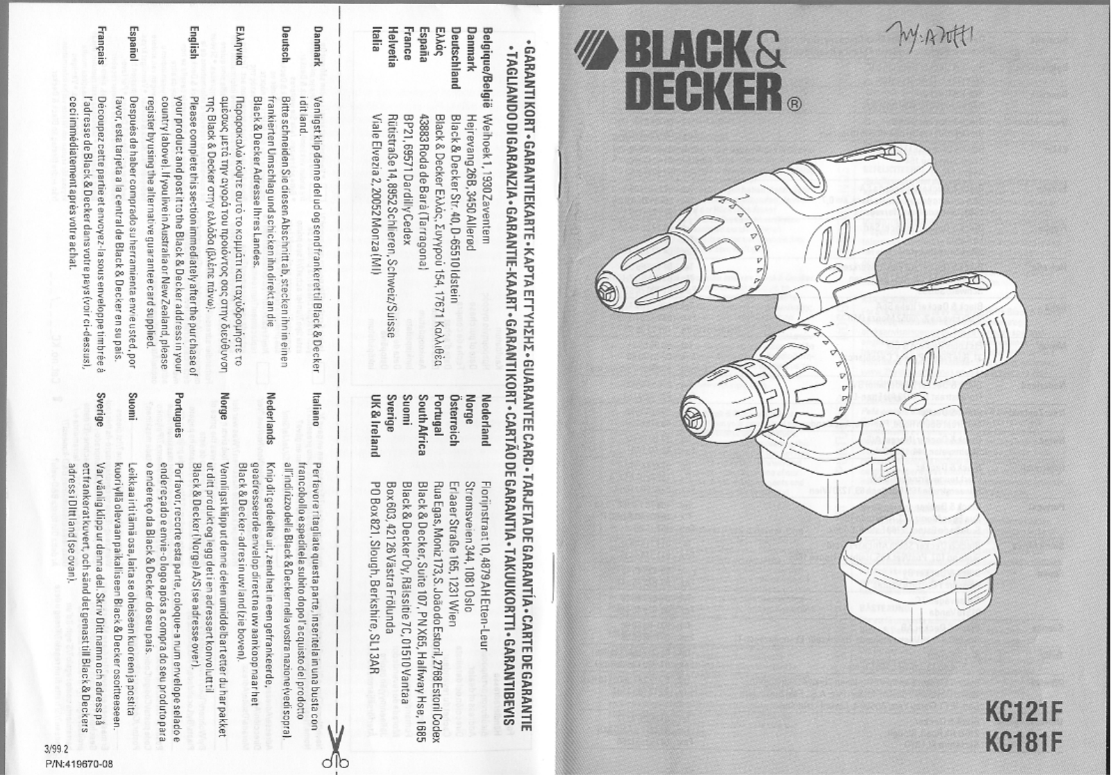 Black & Decker Kc181 Instruction Manual