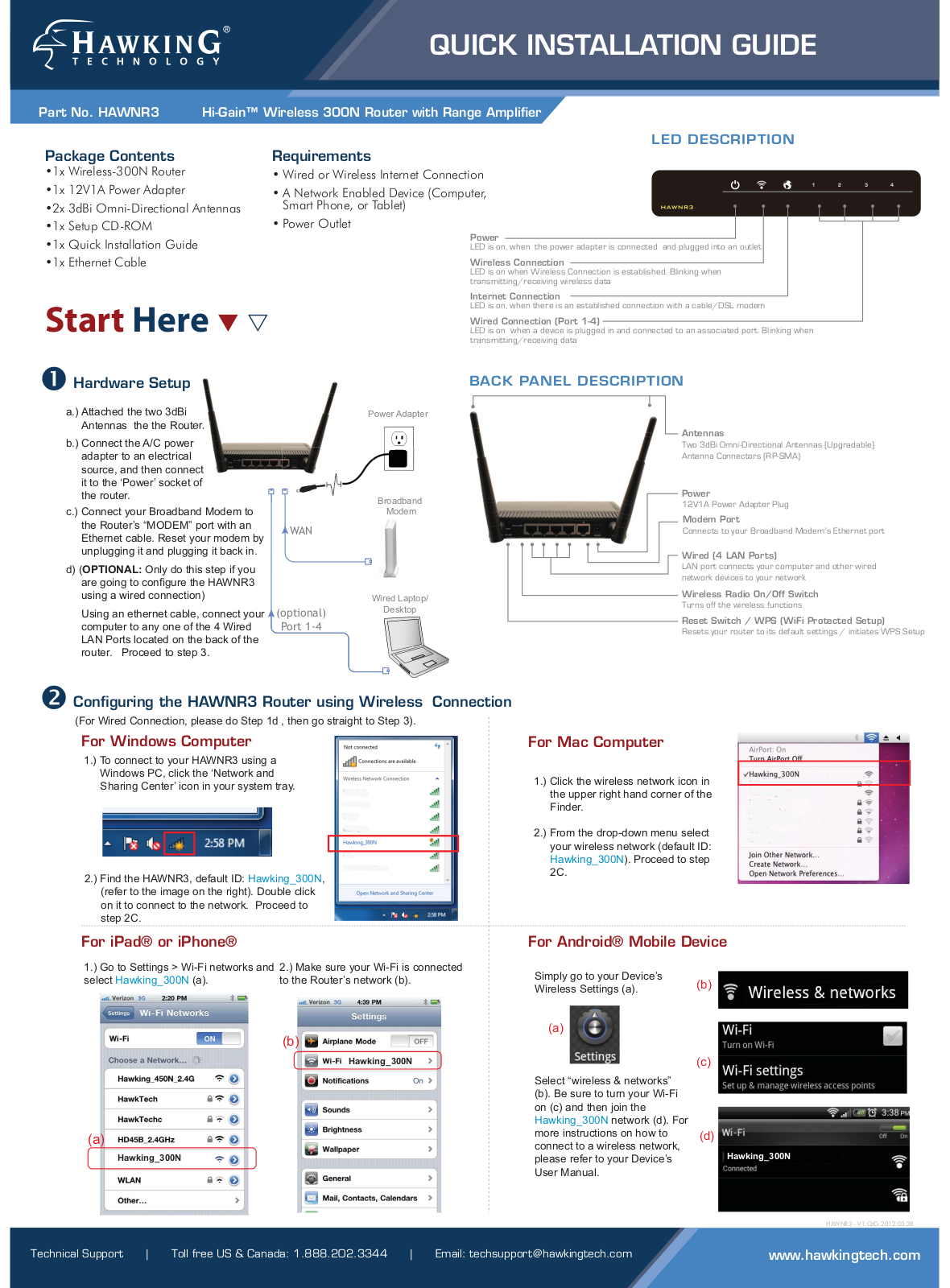 Hawking HAWNR3 Quick Install Guide