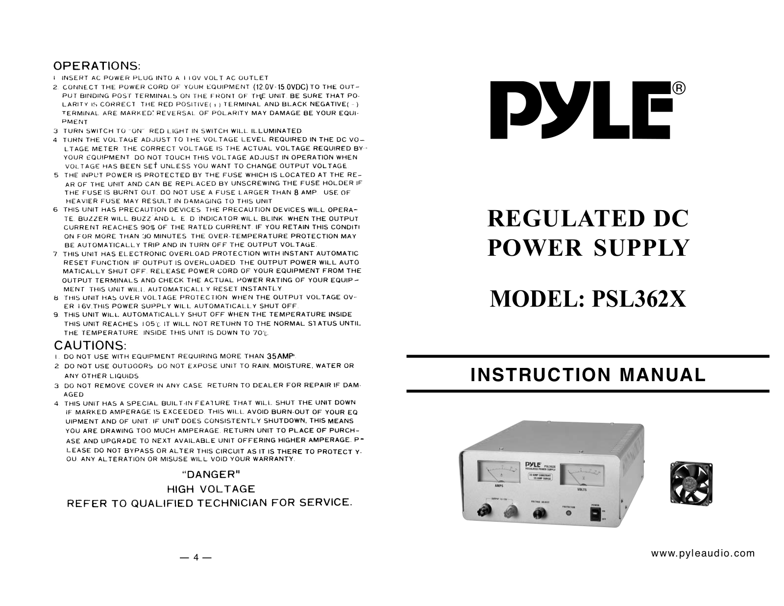 PYLE Audio PSL362X User Manual