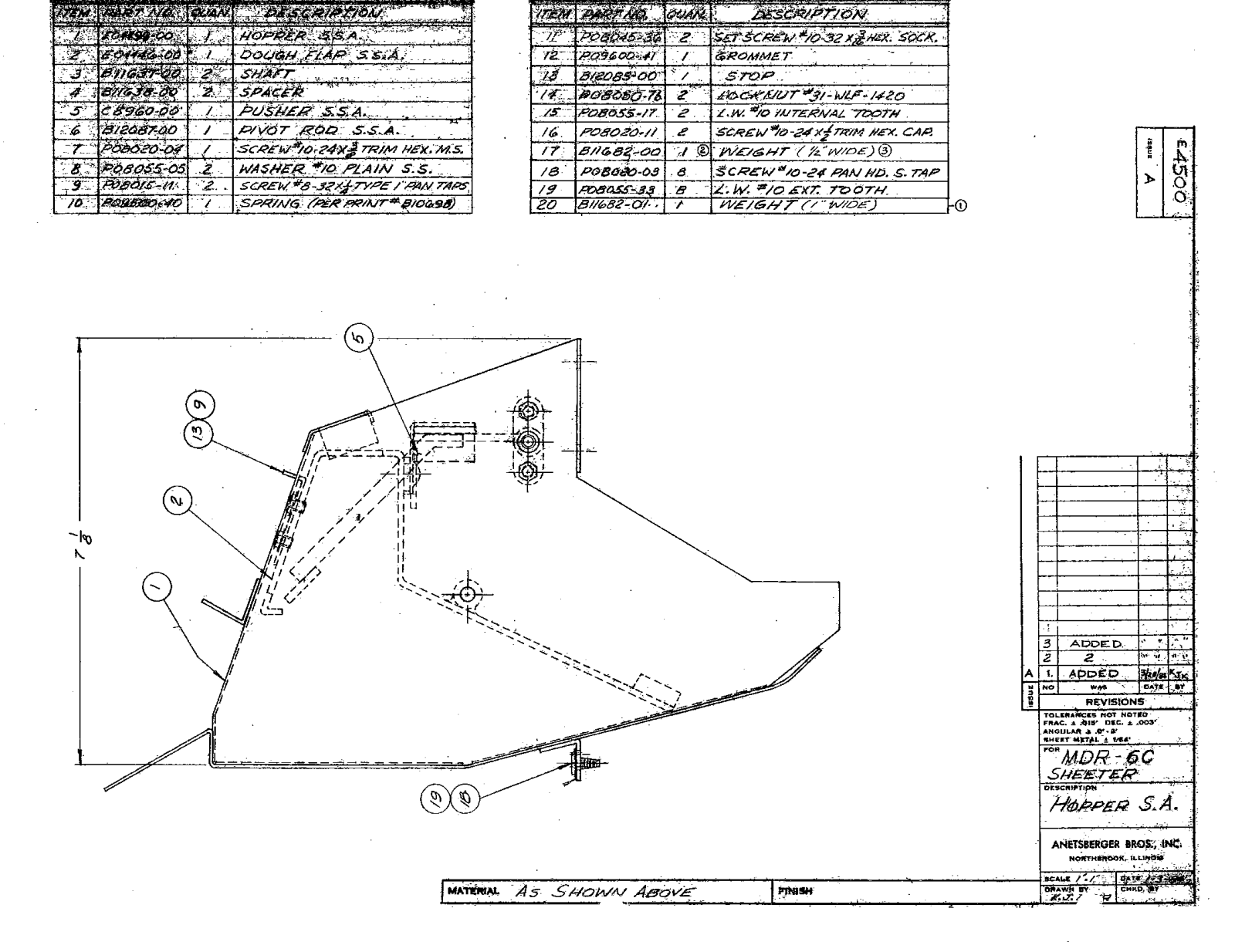 Anets MDR-6C Parts List