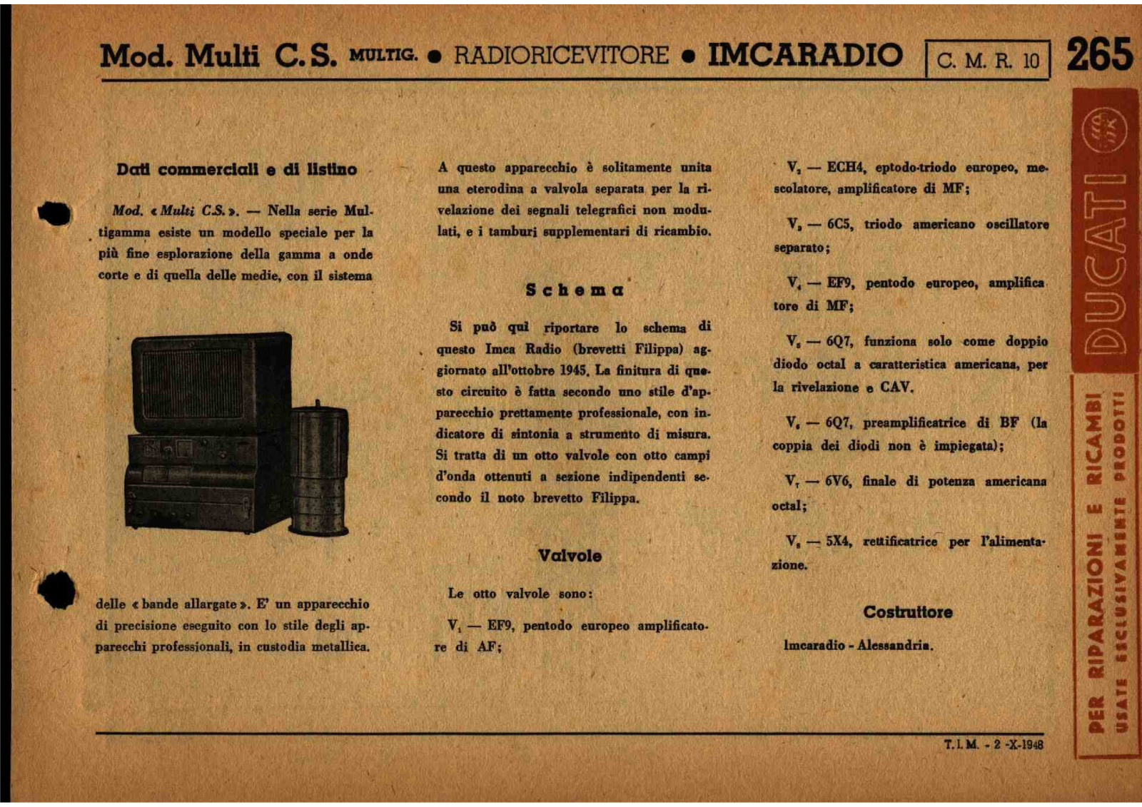 IMCA Radio cmr10 iv schematic