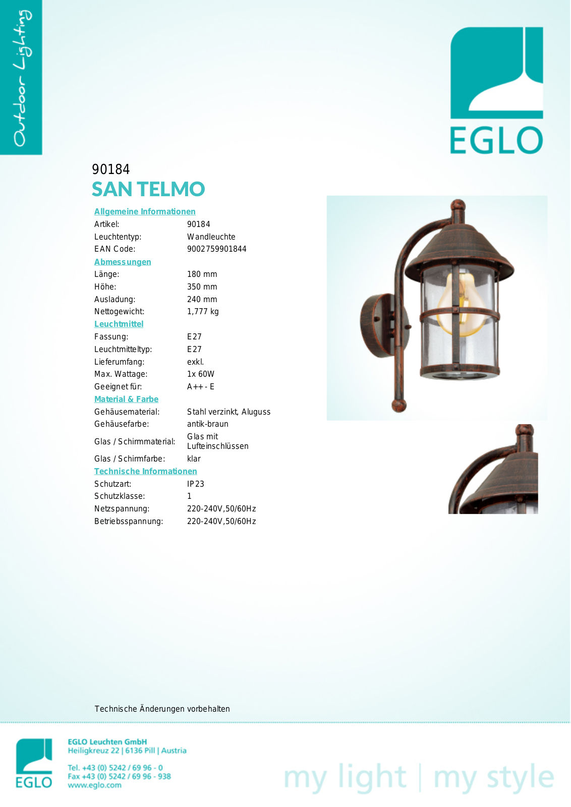 Eglo 90184 Service Manual