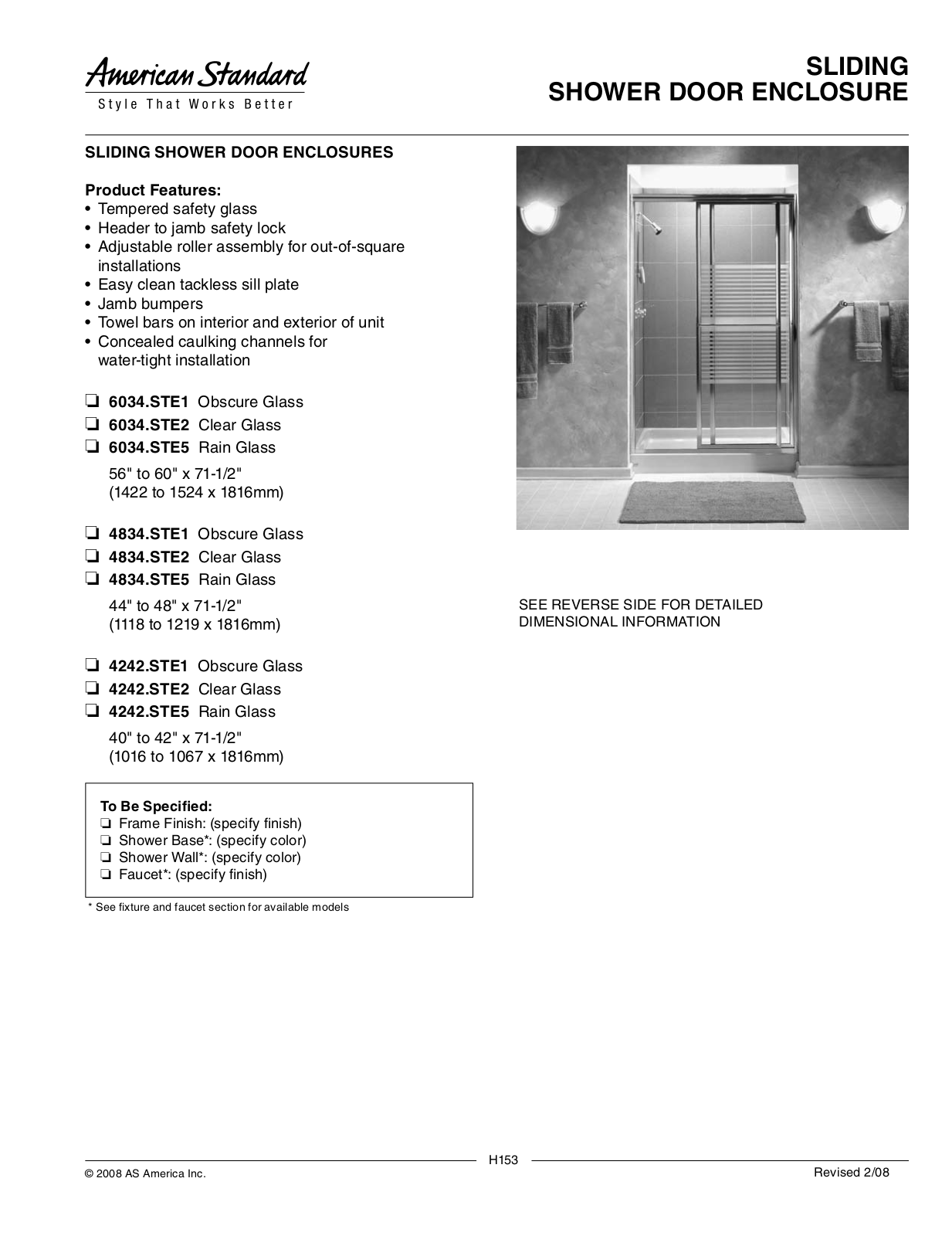 American Standard 4834.STE5, 6034.STE1, 4834.STE2, 6034.STE2, 4242.STE5 User Manual - ManualMachine.com