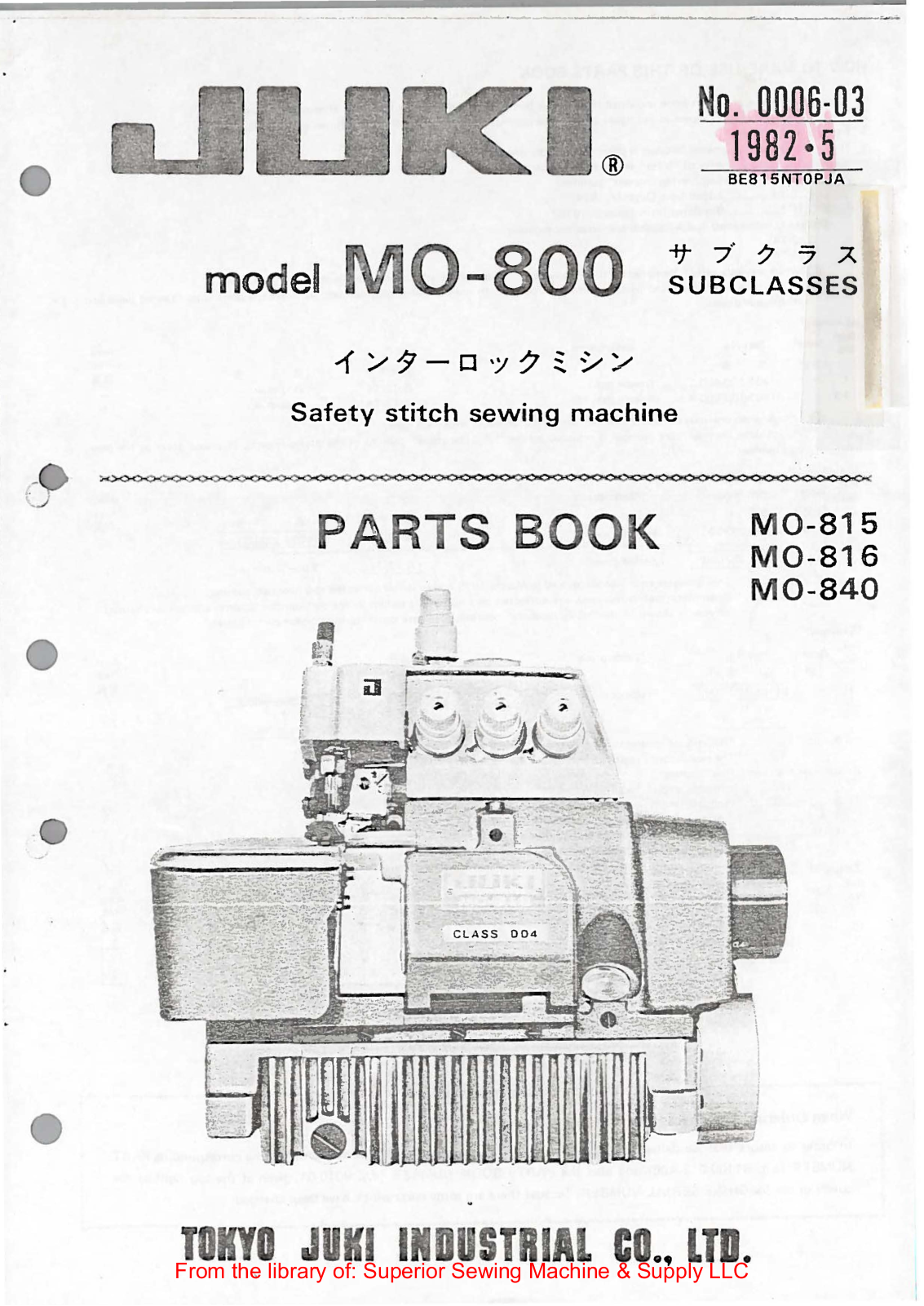 Juki MO-815, MO-816, MO-840 User Manual - ManualMachine.com