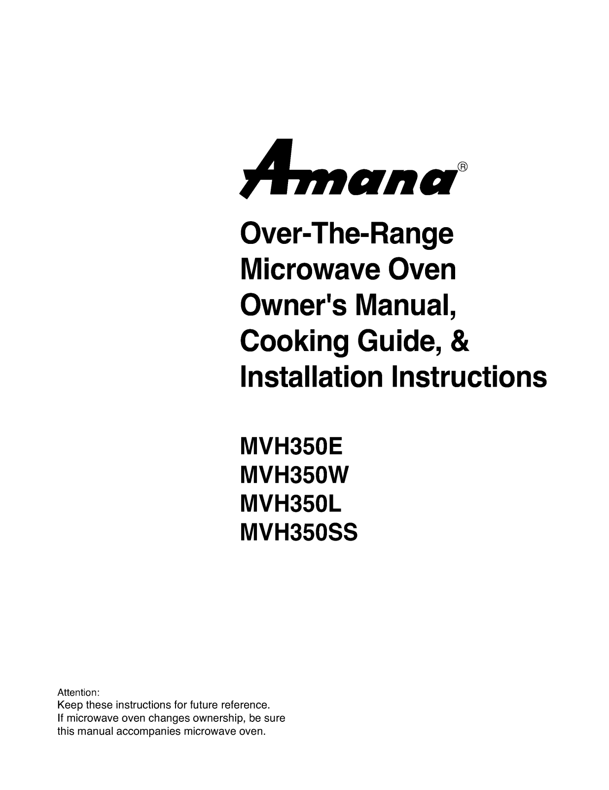 LG MVH350W, MVH350SS, MVH350E, MVH350L User Manual