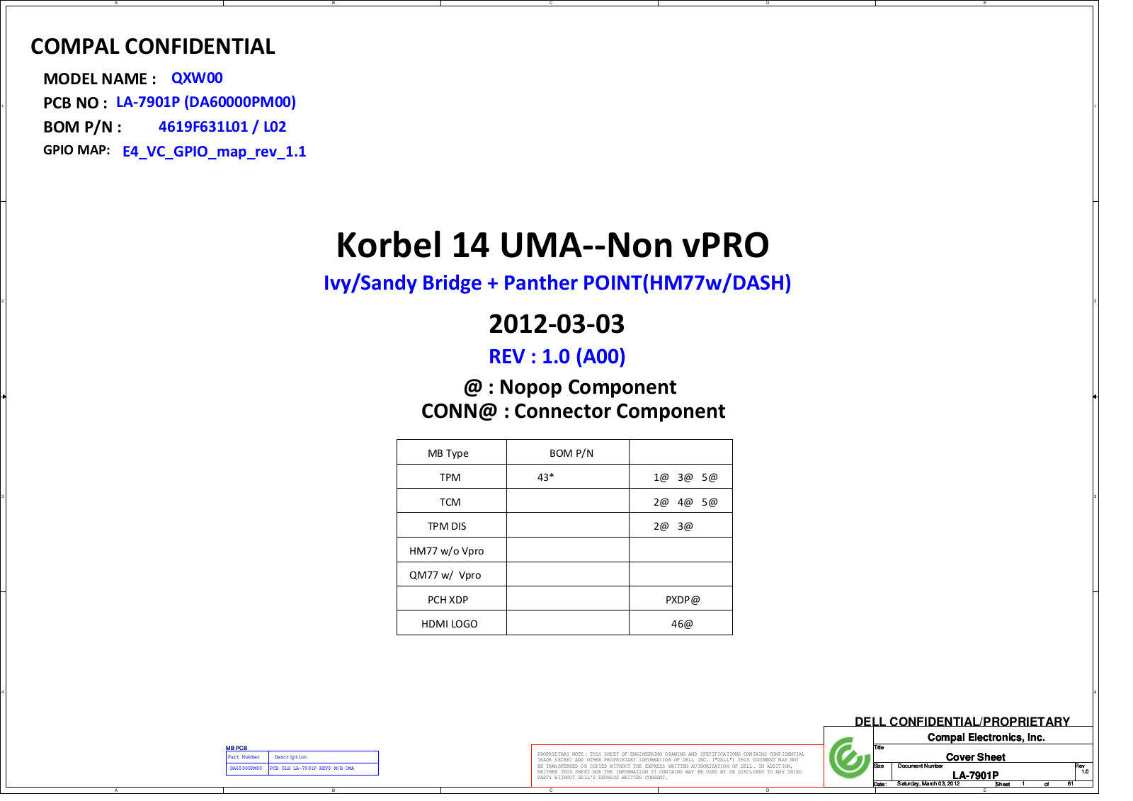 Compal LA-7901P QXW00 Korbel 14 UMA, Latitude E5430 Schematic