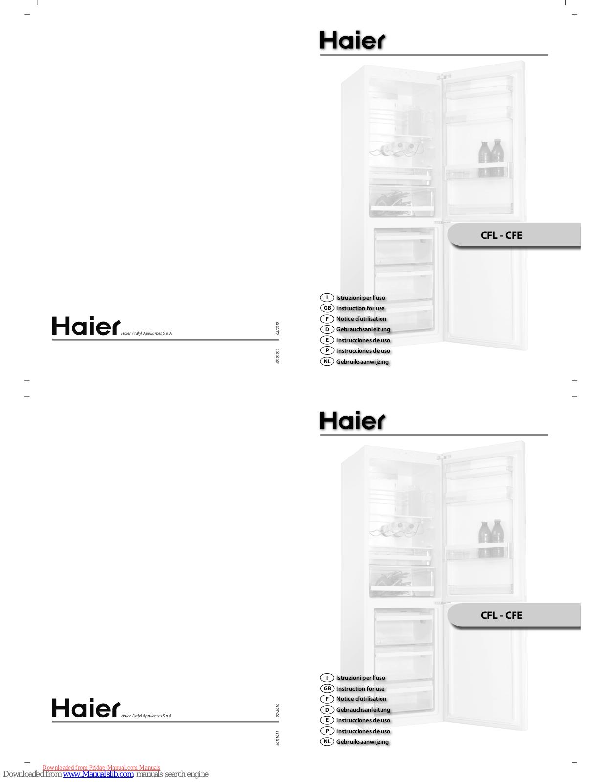 Haier CFL, CFE Instructions For Use Manual