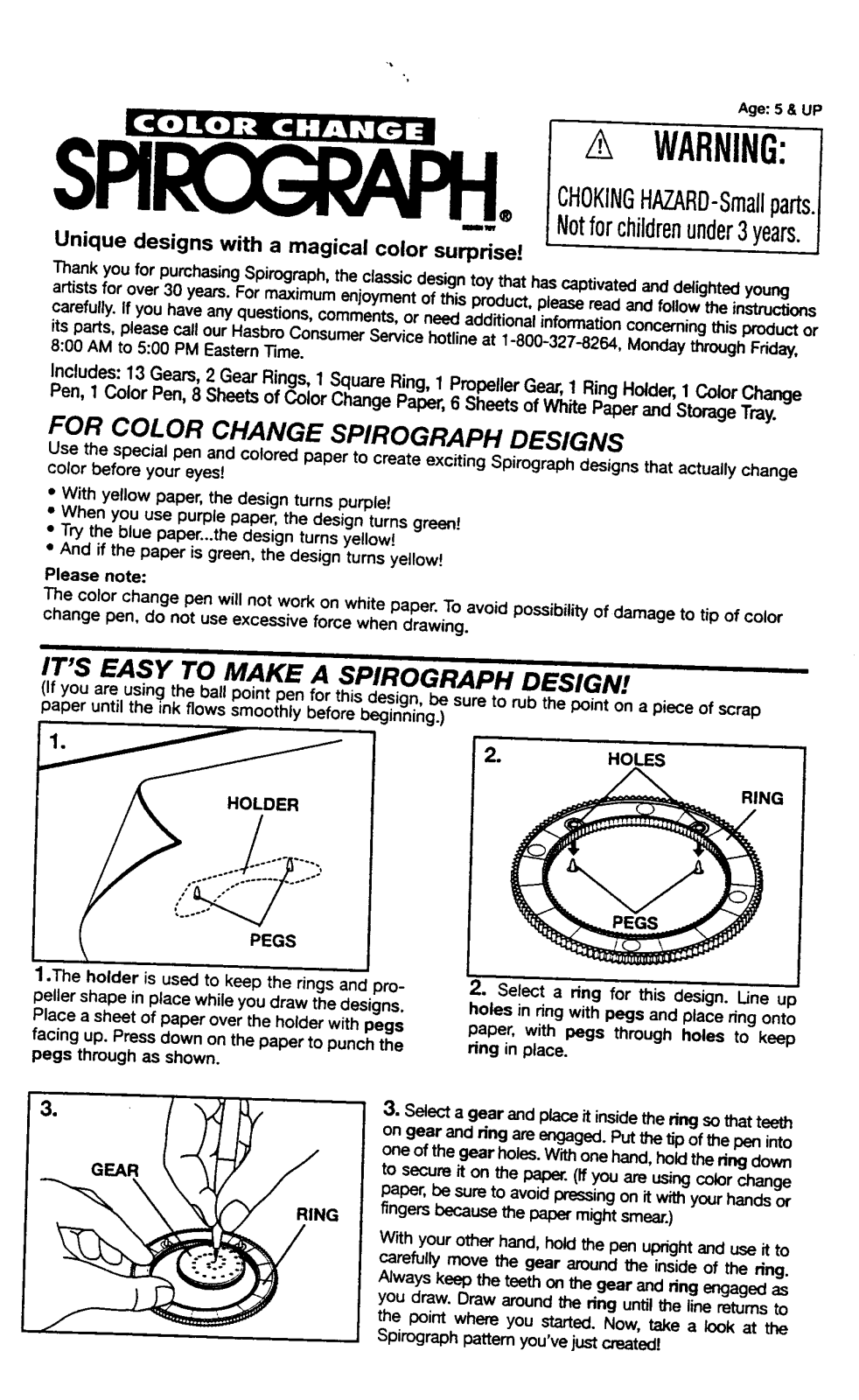 Hasbro SPIROGRAPH COLOR CHANGE Manual