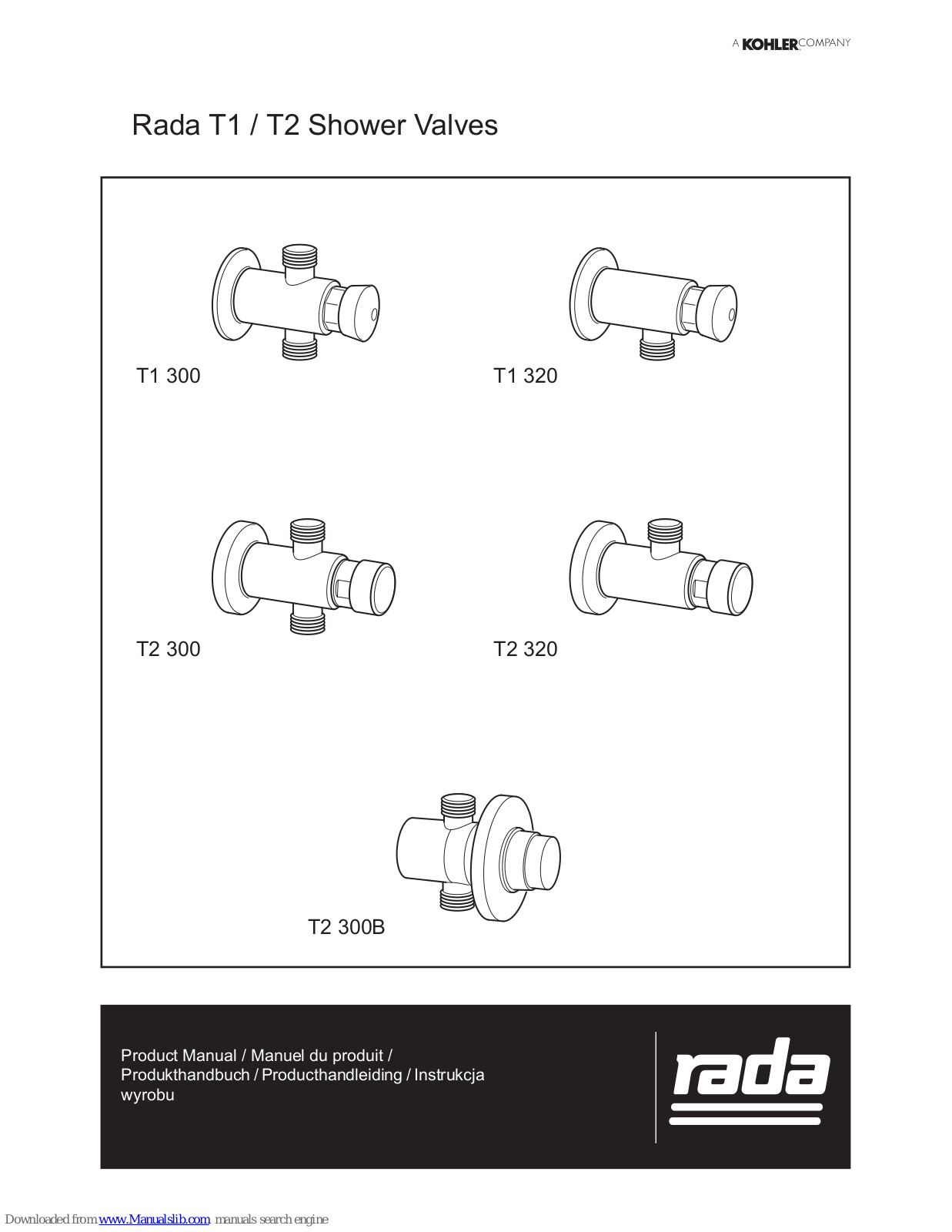 Kohler Rada T1, Rada T2 Product Manual