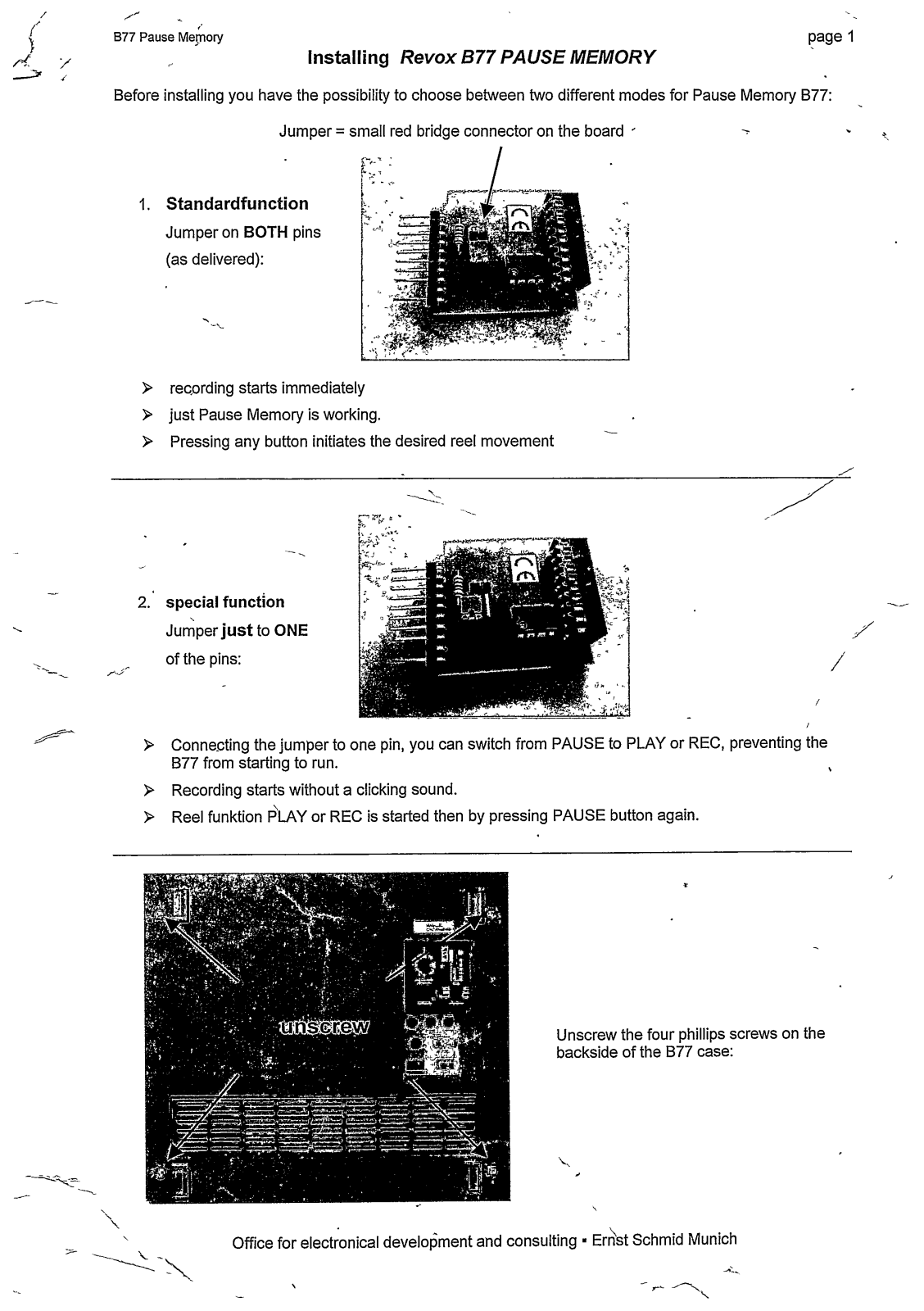 Revox B77 Installation Manual