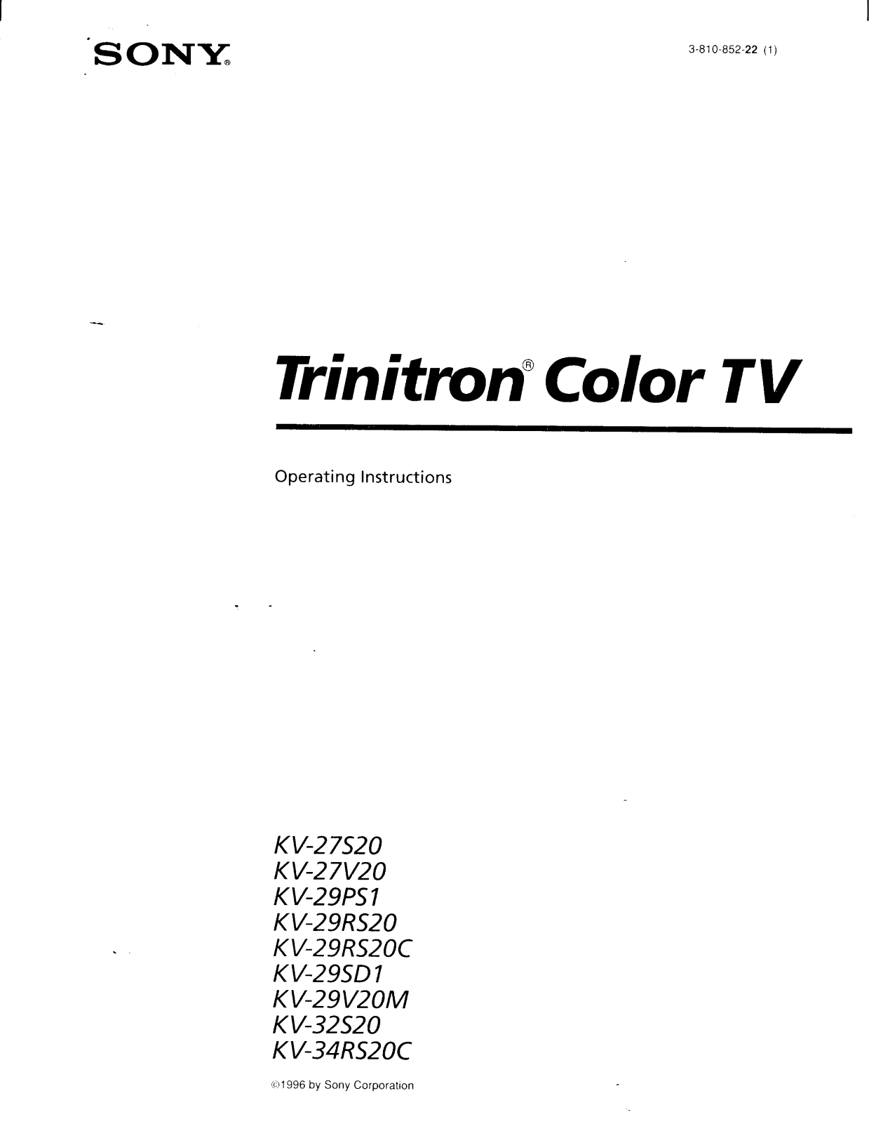 Sony KV-34RS20C, KV-32S20, KV-27S20, KV-29PS1, KV-29RS20 User Manual