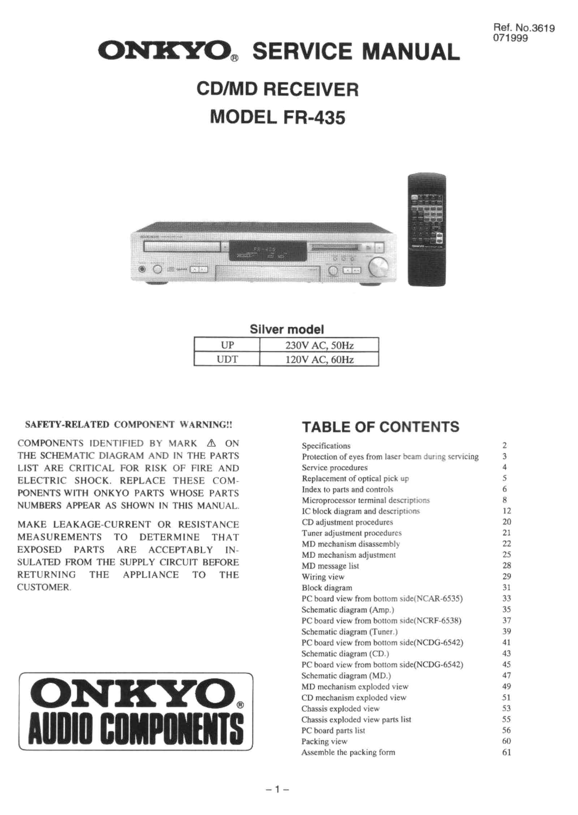 Onkyo FR-435 Service Manual