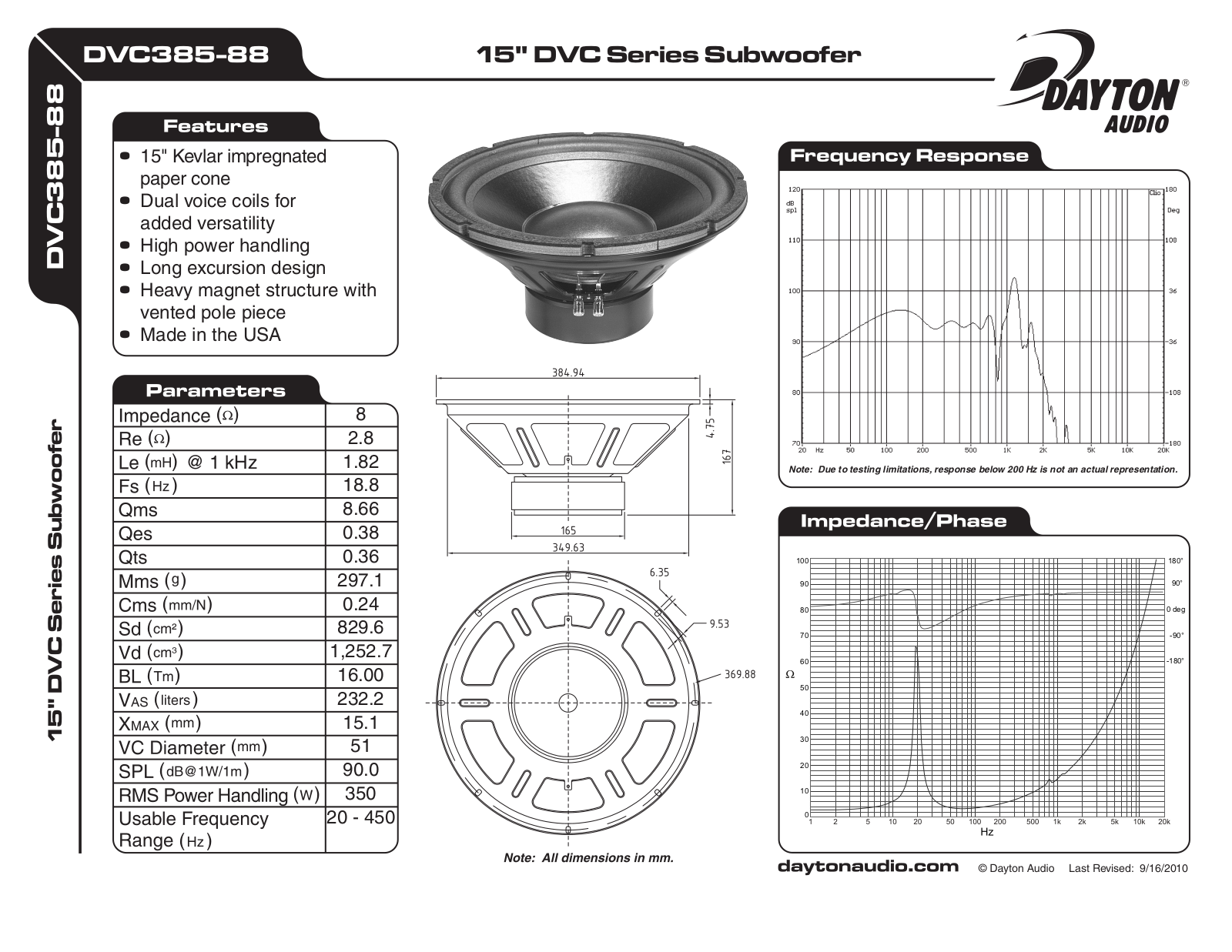 Dayton DVC385-88 User Manual