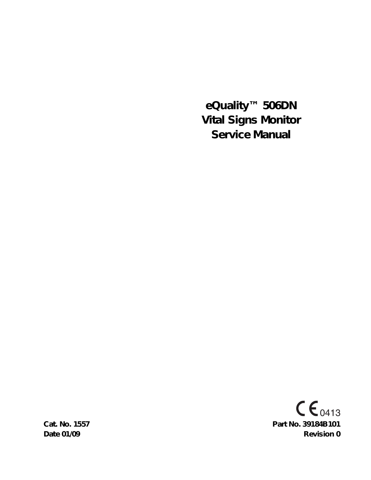 Criticare Systems eQuality 506DN Service Manual