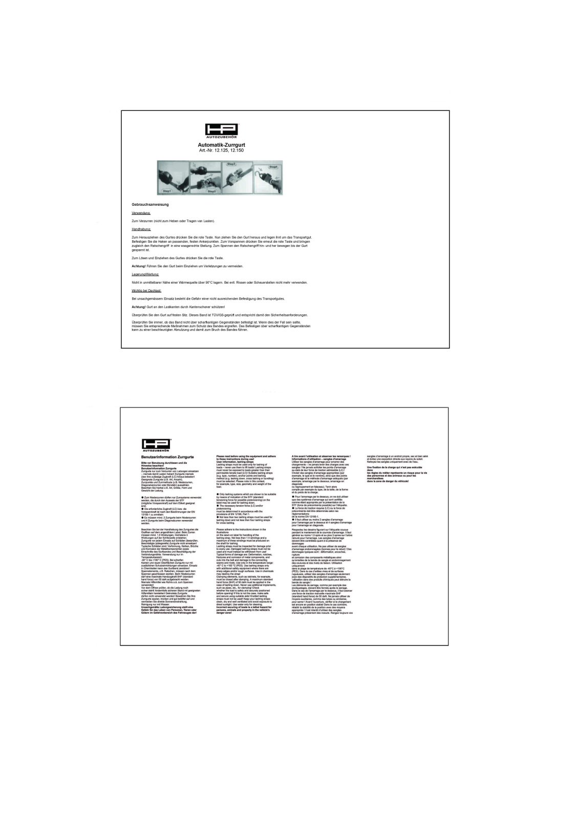 HP Autozubehör 12150 User guide