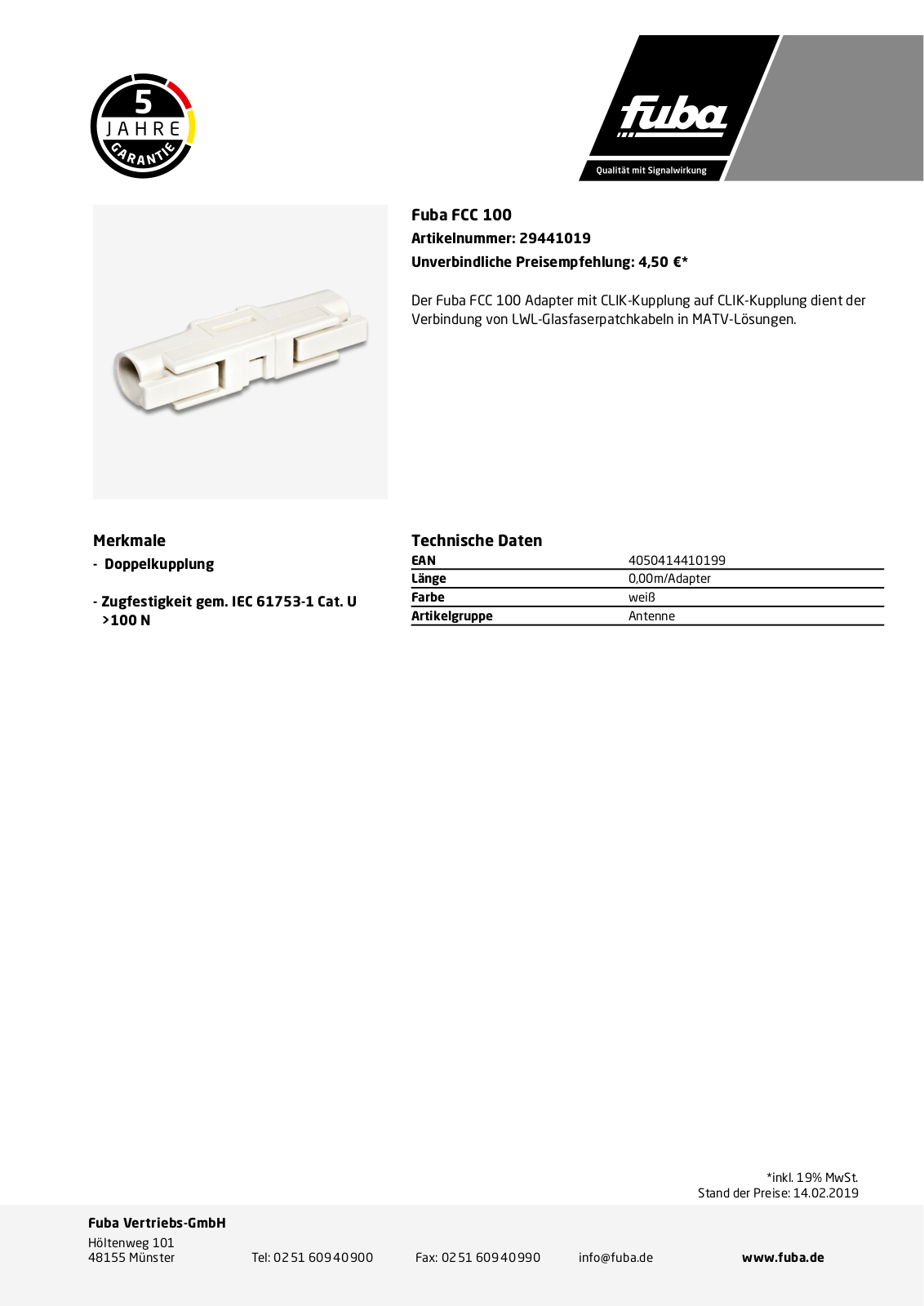 Fuba FCC 100 Technische Daten