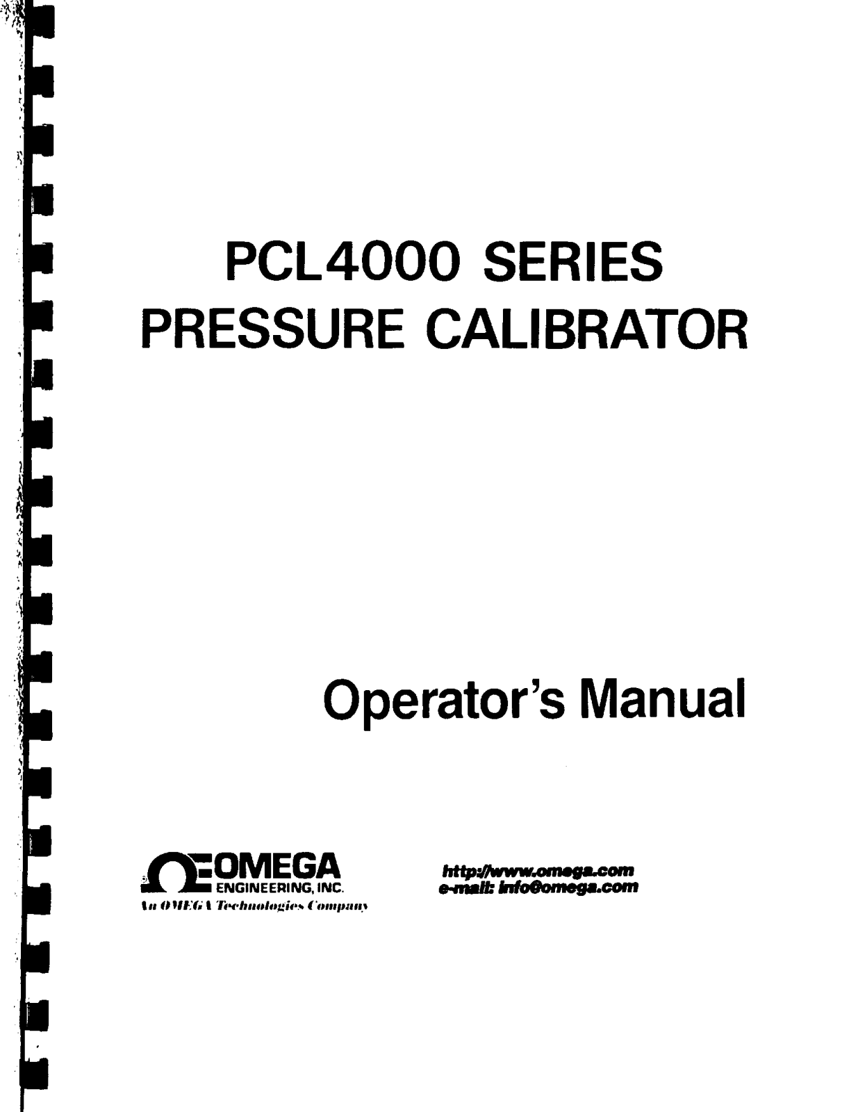 Omega Products PCL-4000MA Installation  Manual