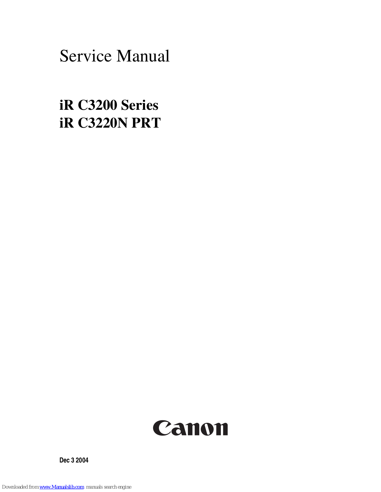 Canon iR C3200 Series, iR C3220N PRT Service Manual