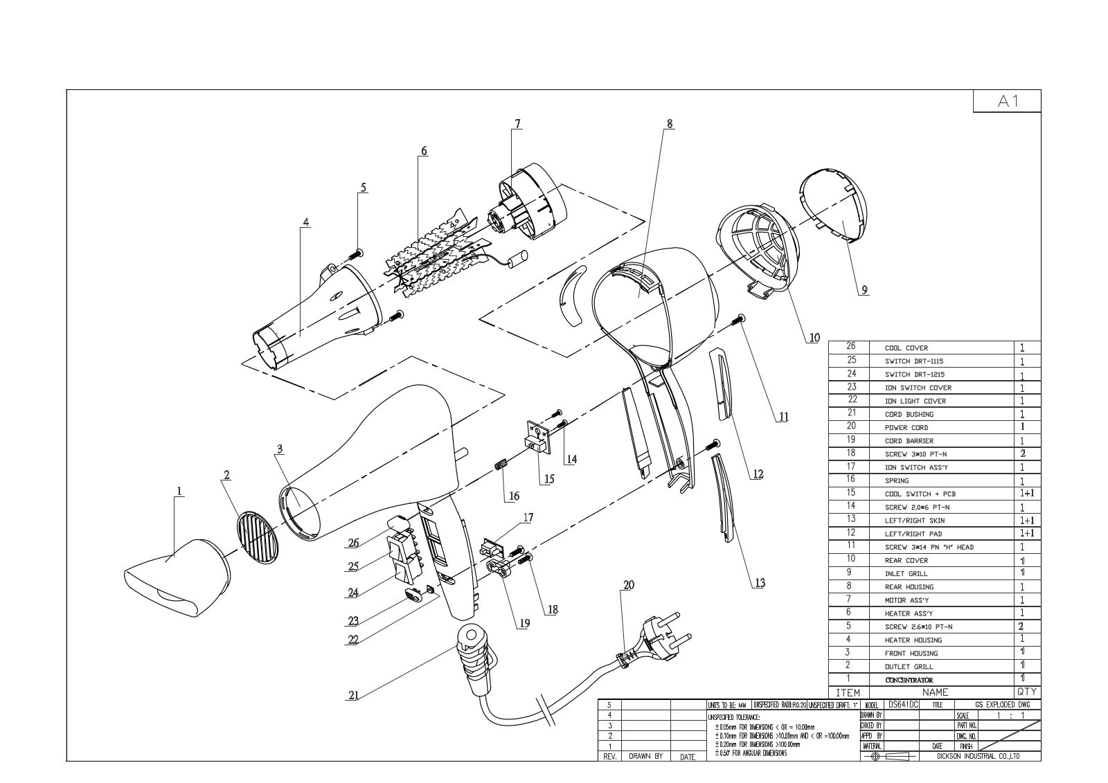 Vitek DS-641DCI exploded drawing