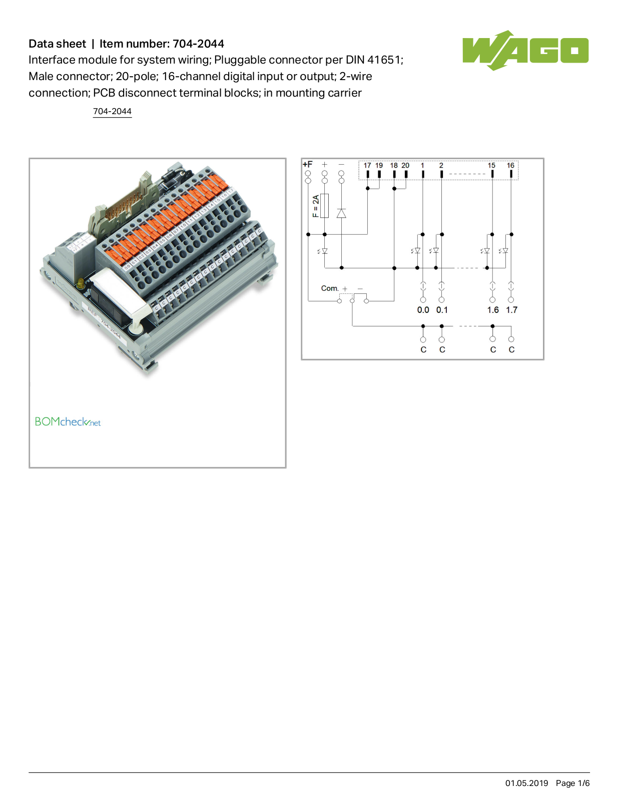 Wago 704-2044 Data Sheet