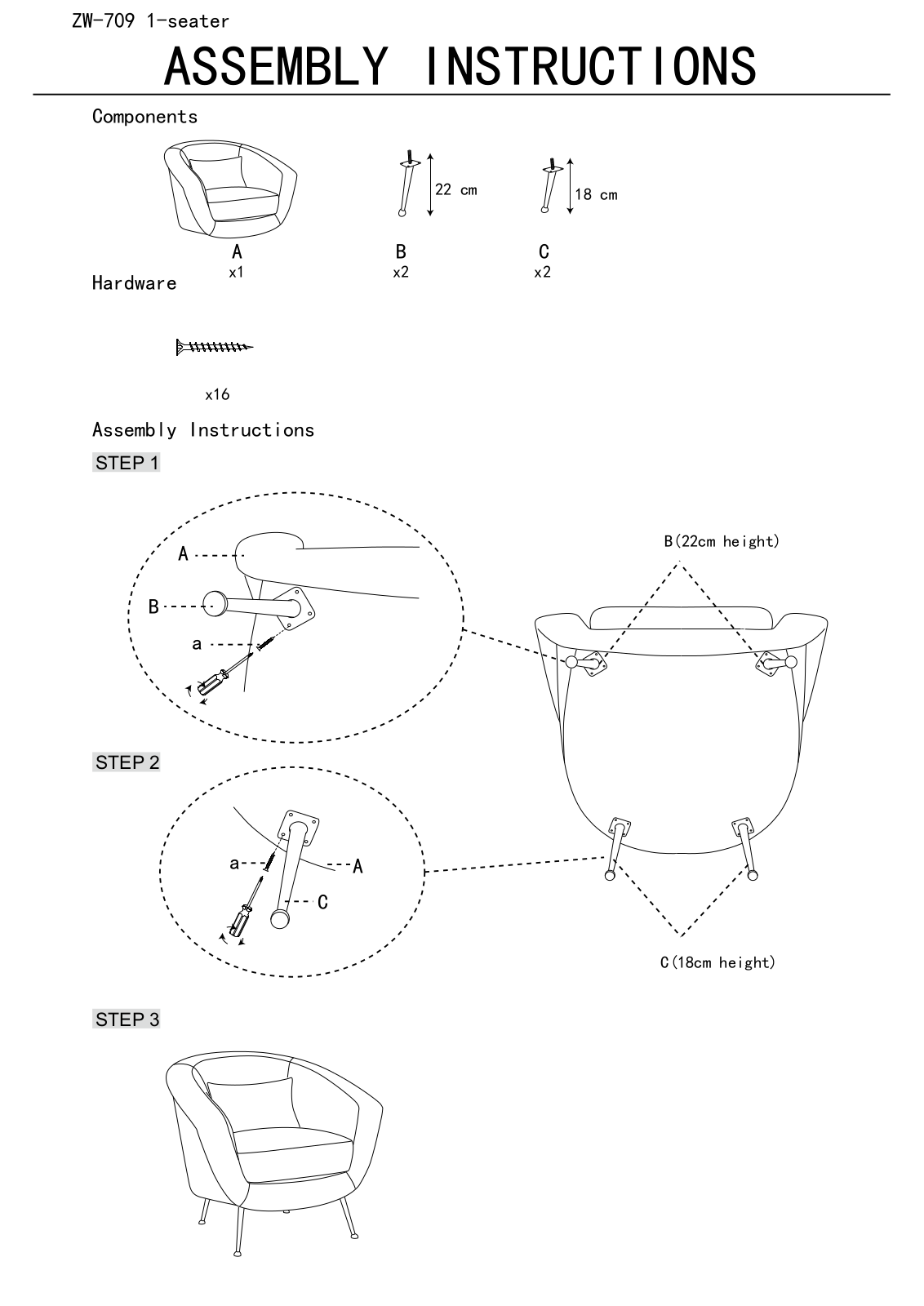 Armen Living LCTLCHBL Assembly Guide - ManualMachine.com