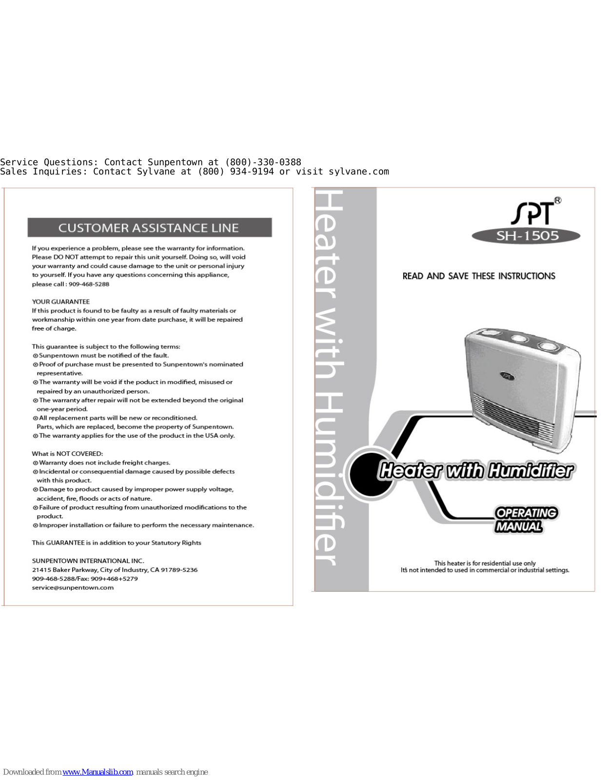 SPT SH-1505, SH-1507 Operating Manual